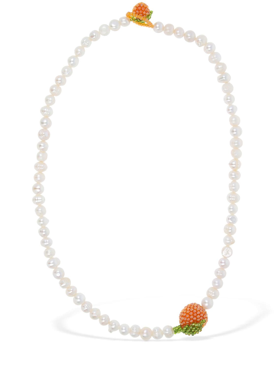 Bright Orange Pearl Collar Necklace – WOMEN > JEWELRY & WATCHES > NECKLACES