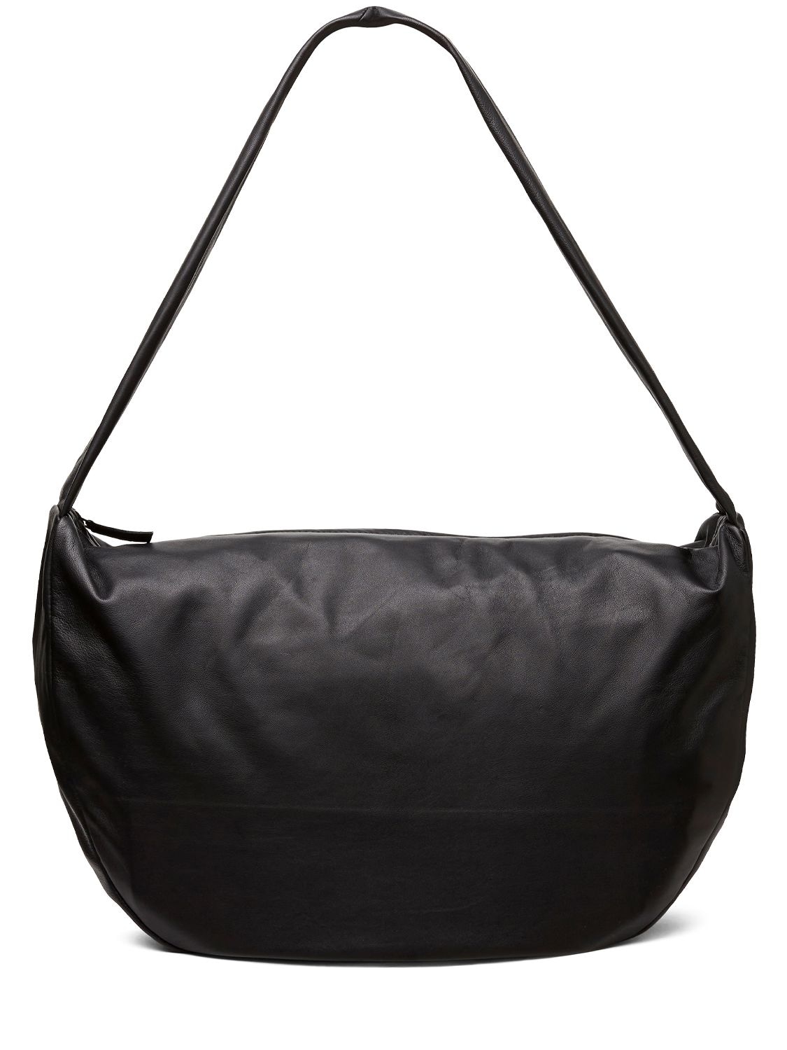 St.agni Large Crescent Soft Leather Shoulder Bag In Black