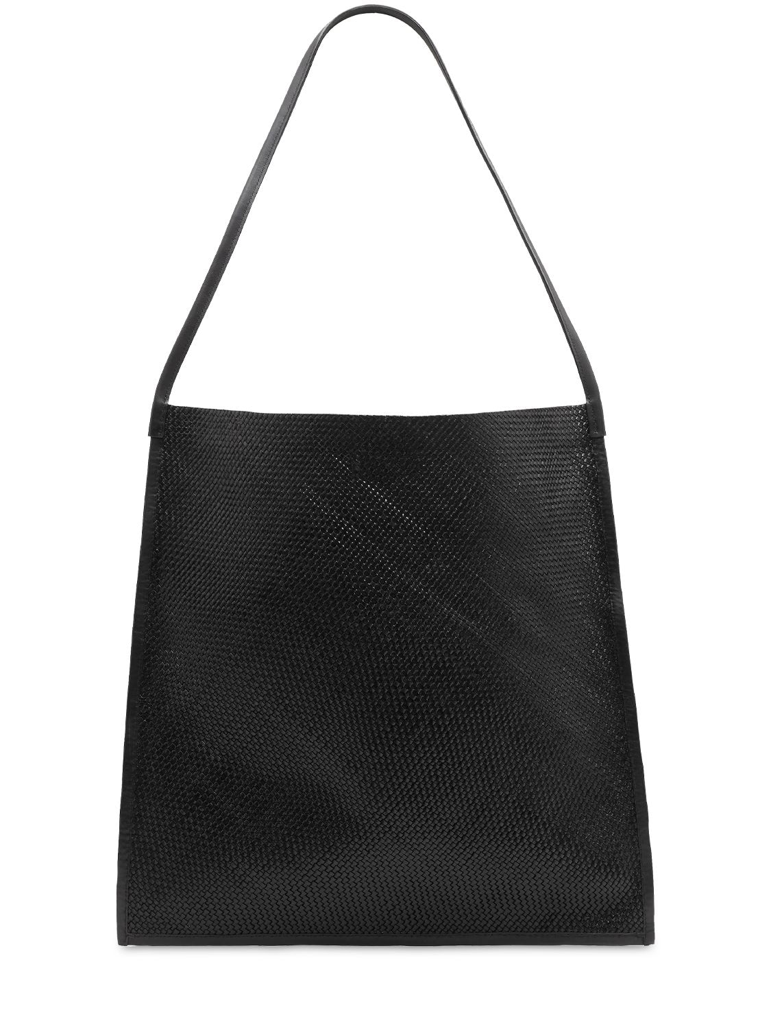 St.agni Core Woven Leather Tote In Black
