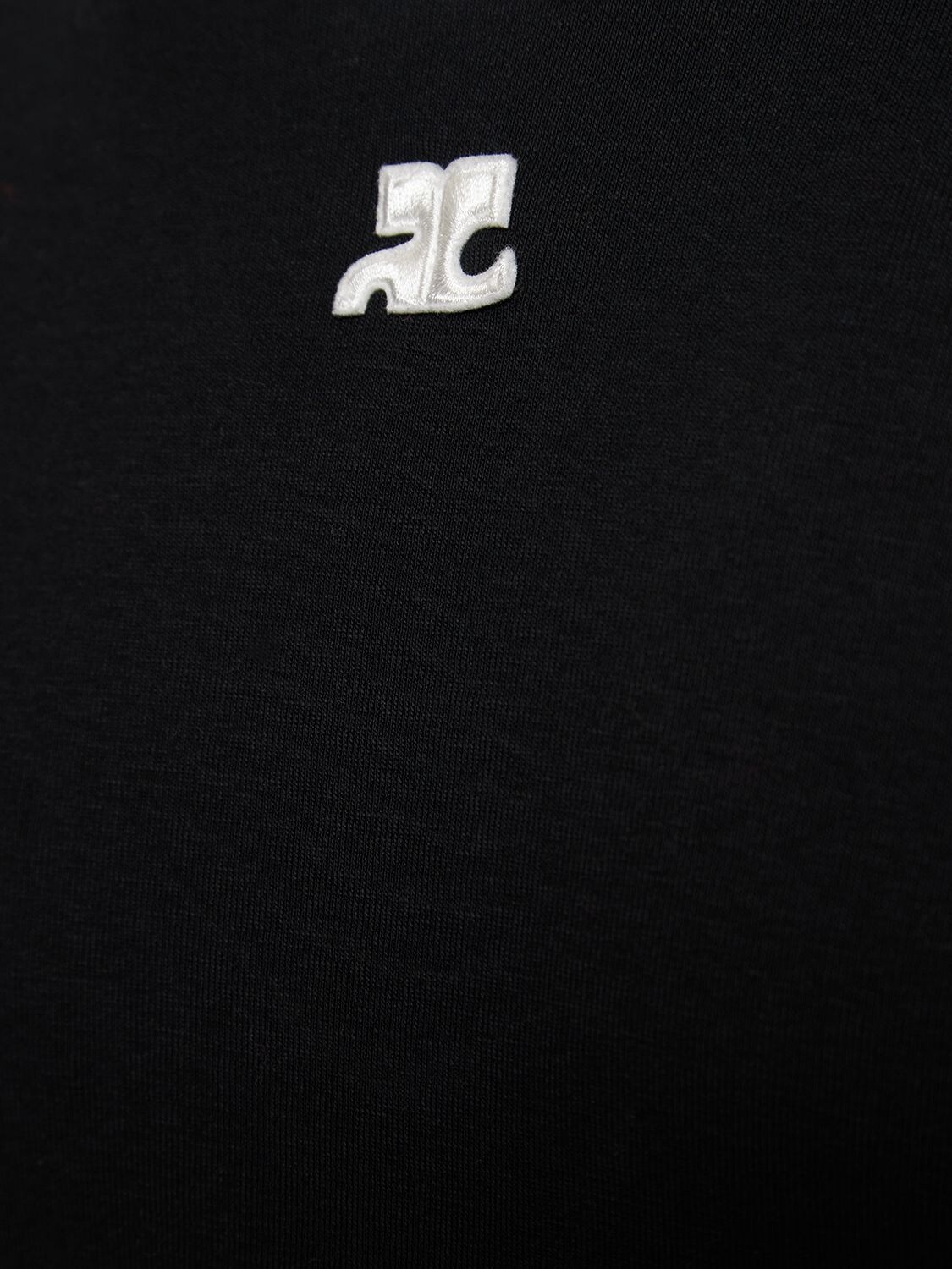Shop Courrèges Bumpy Contrast Jersey T-shirt In Black,white