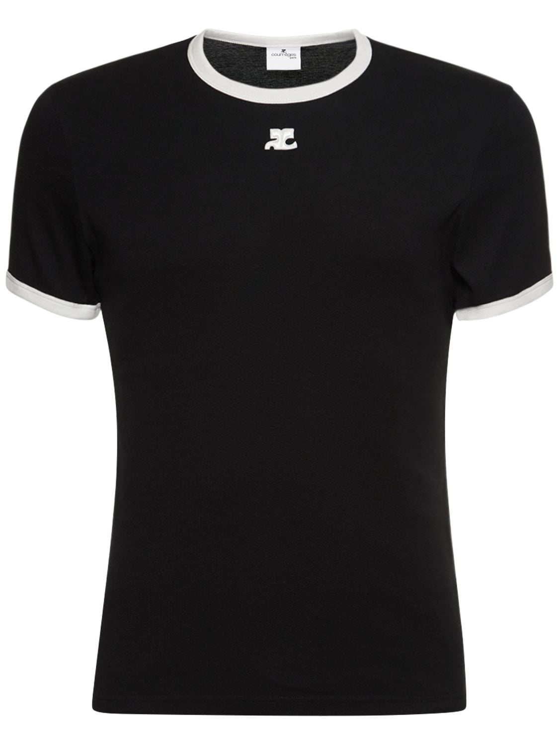 Shop Courrèges Bumpy Contrast Jersey T-shirt In Black,white