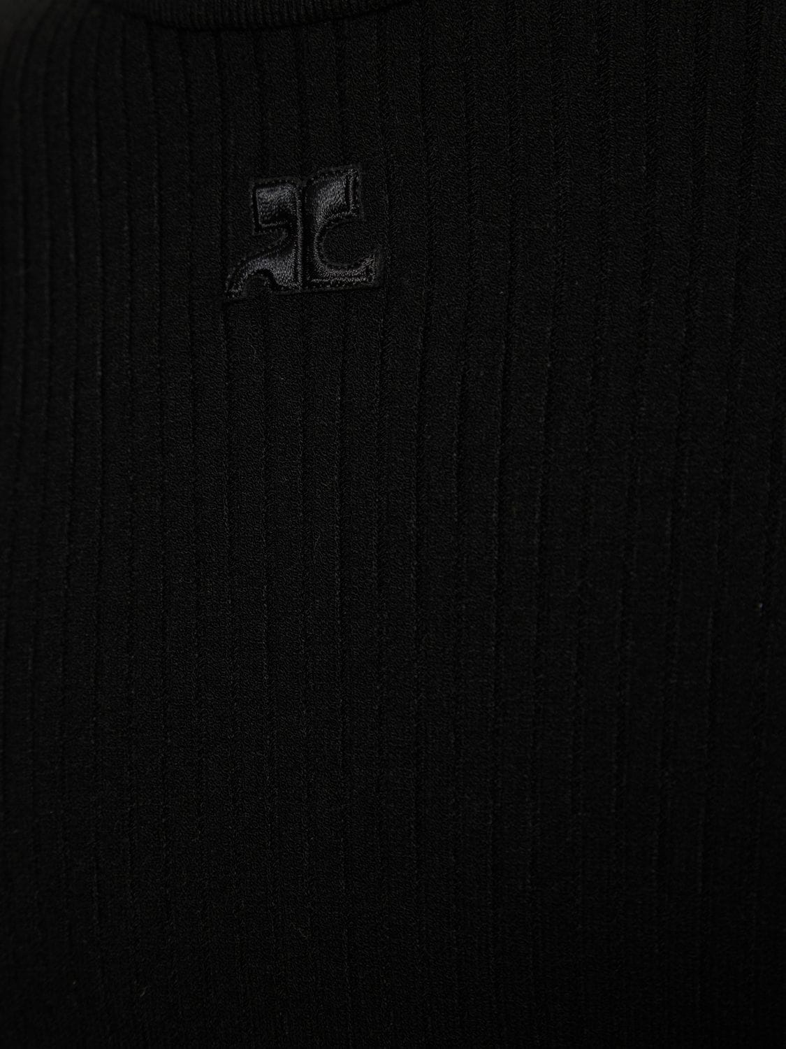 Shop Courrèges Mockneck Rib Knit Sweater In Black
