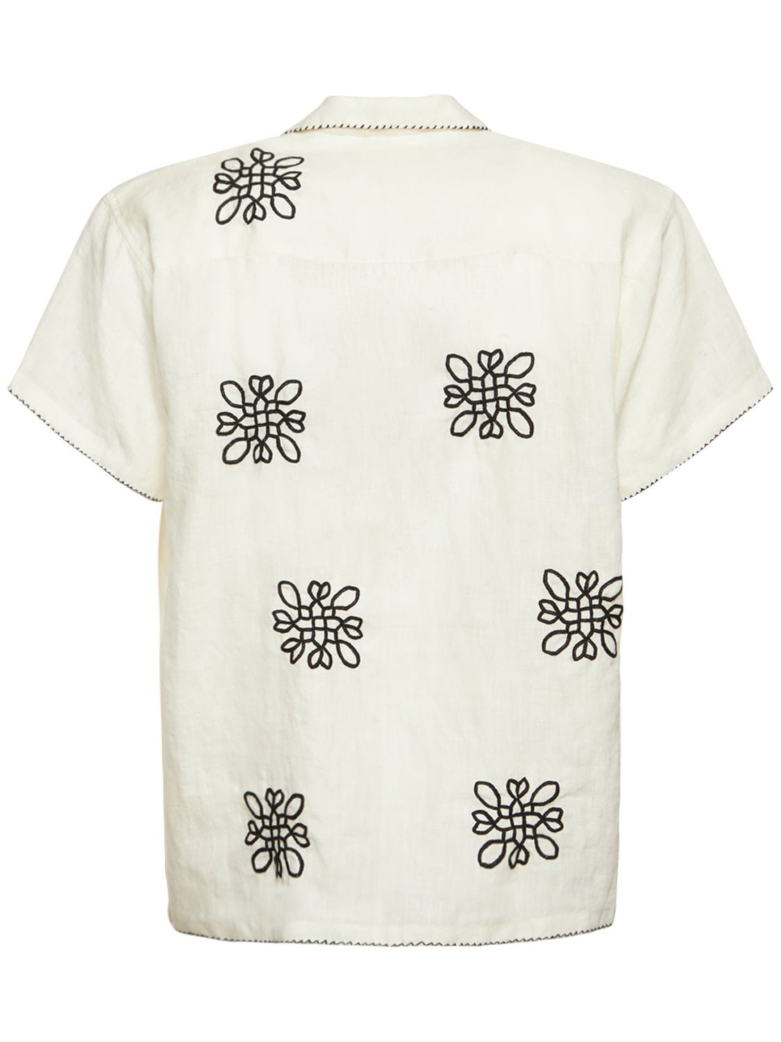 Shop Harago Rabari Embroidered Linen Shirt In Off White