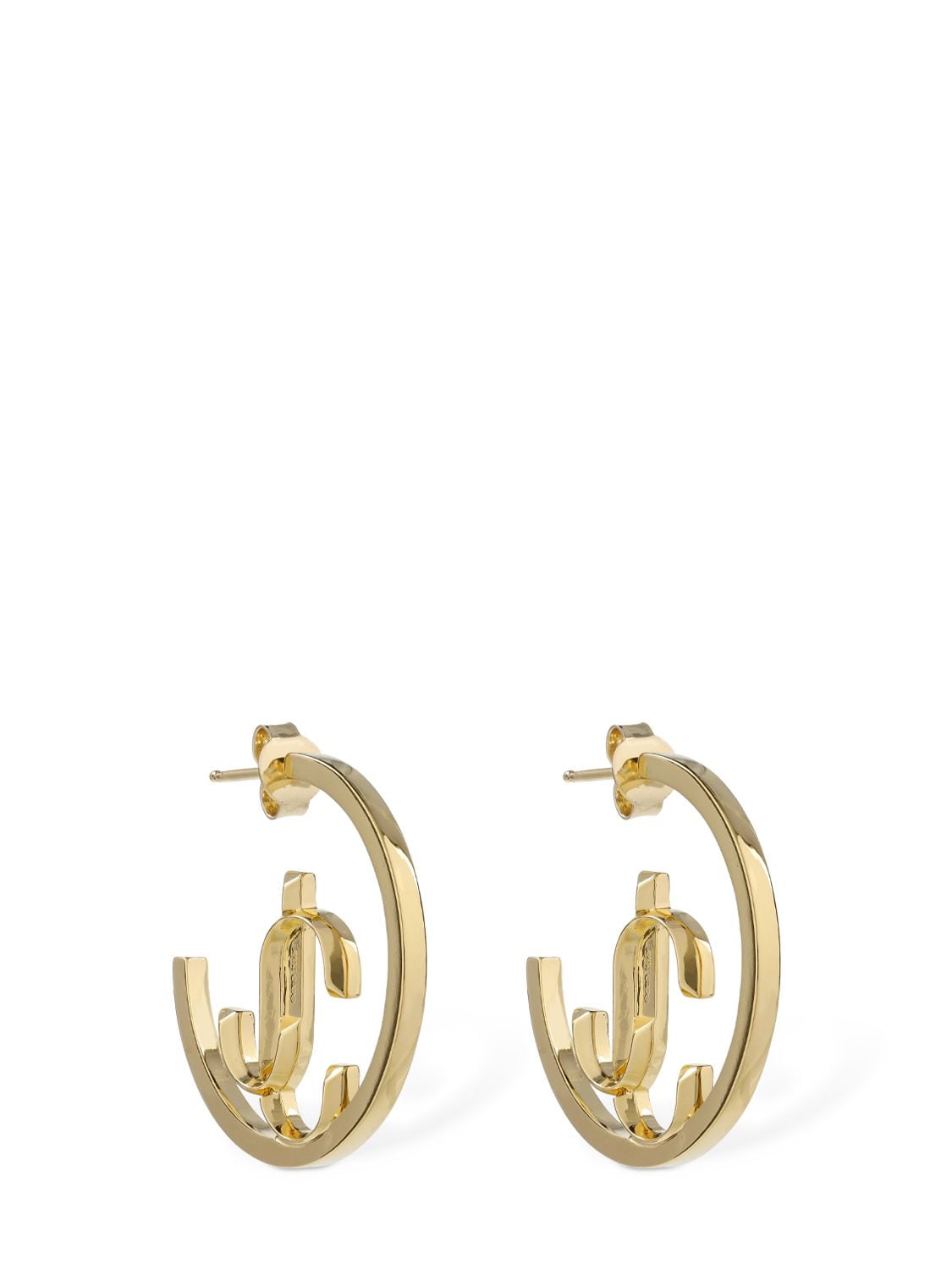 Shop Jimmy Choo Jc Monogram Hoop Earrings In Gold