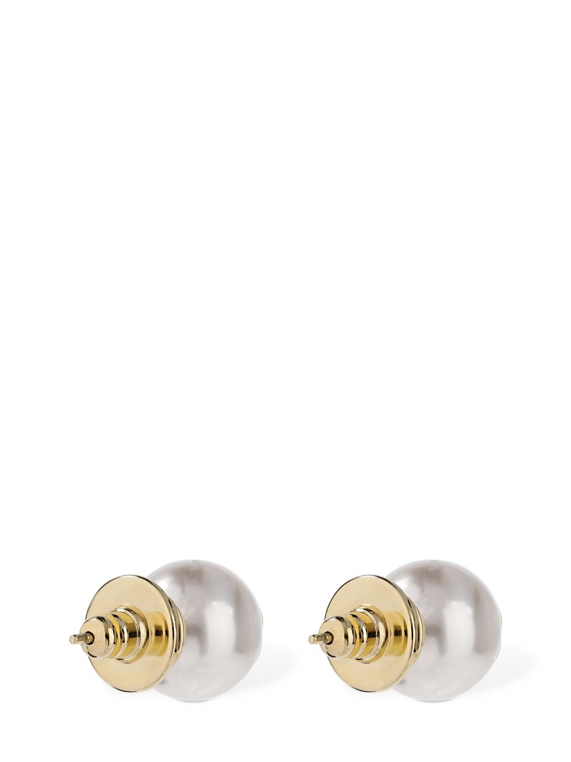 Shop Jimmy Choo Jc Imitation Pearl Stud Earrings In White,gold