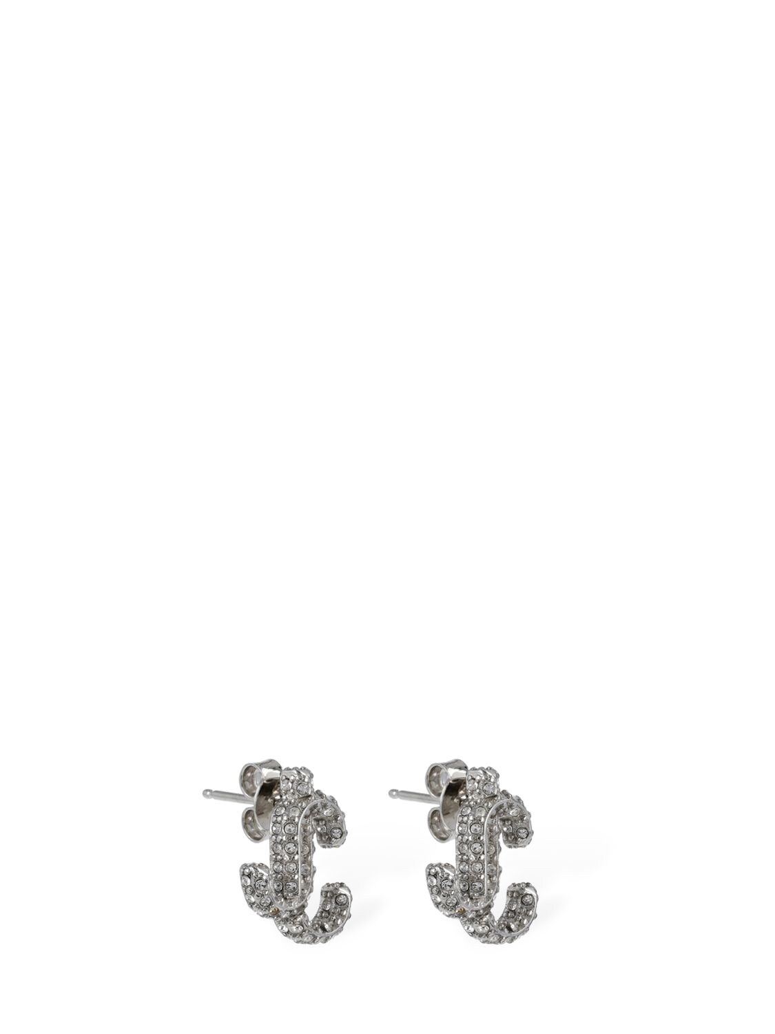 Shop Jimmy Choo Jc Crystal Stud Earrings In Silver