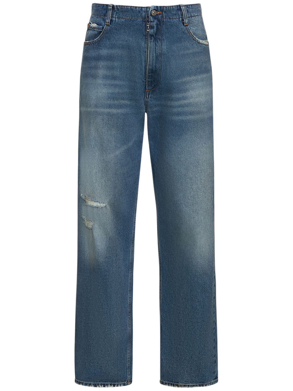 Mm6 Maison Margiela 22.5cm Straight Cotton Denim Jeans In Blu