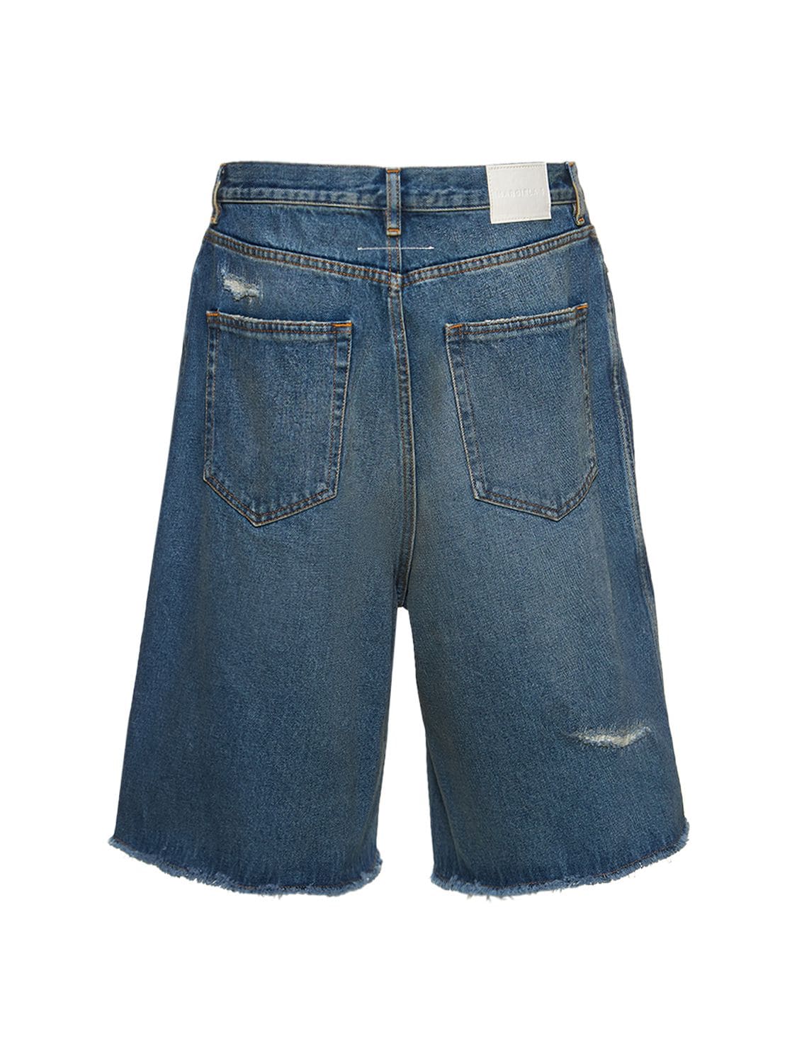 Shop Mm6 Maison Margiela Cotton Denim Shorts In Blue
