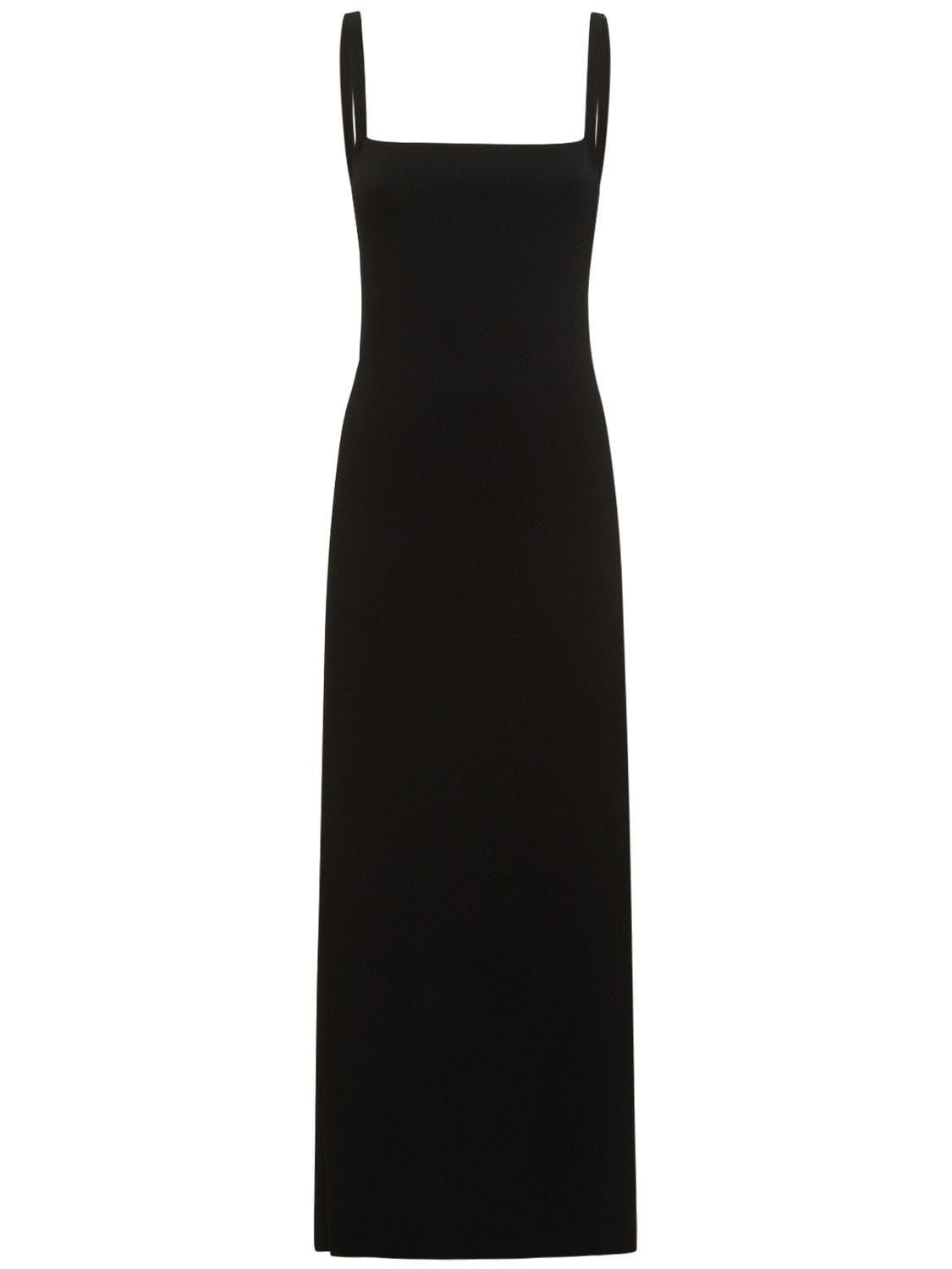 Square Knit Viscose Jersey Midi Dress – WOMEN > CLOTHING > DRESSES