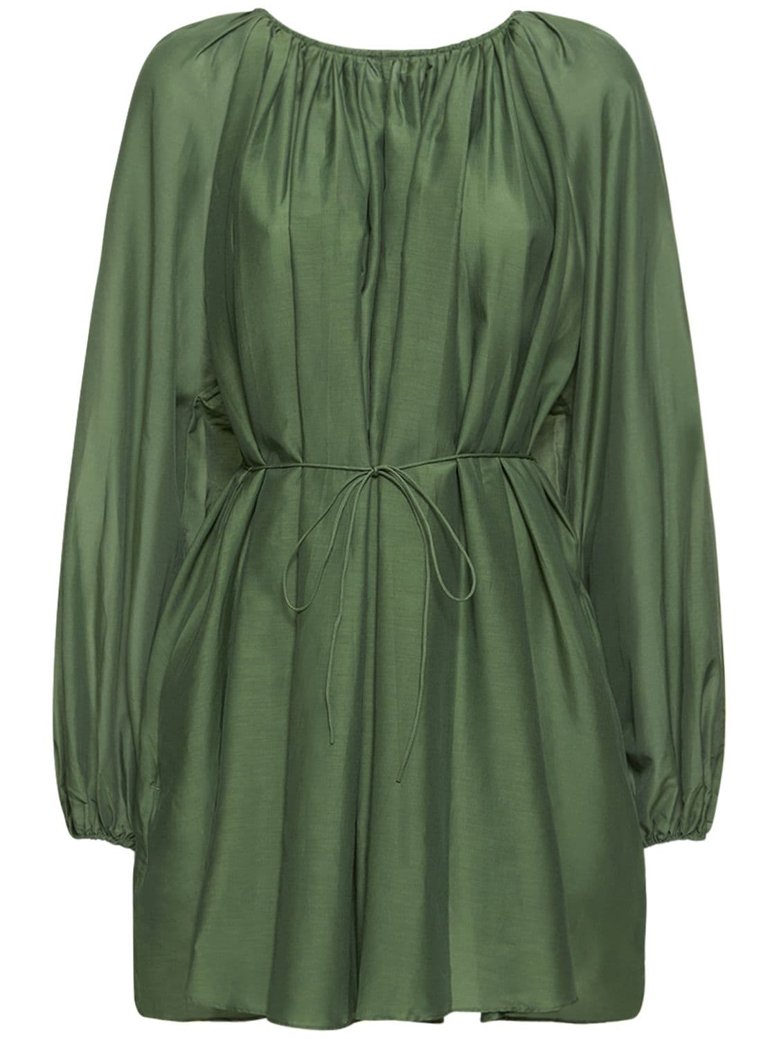 Matteau Cotton And Silk-blend Mini Dress In Green