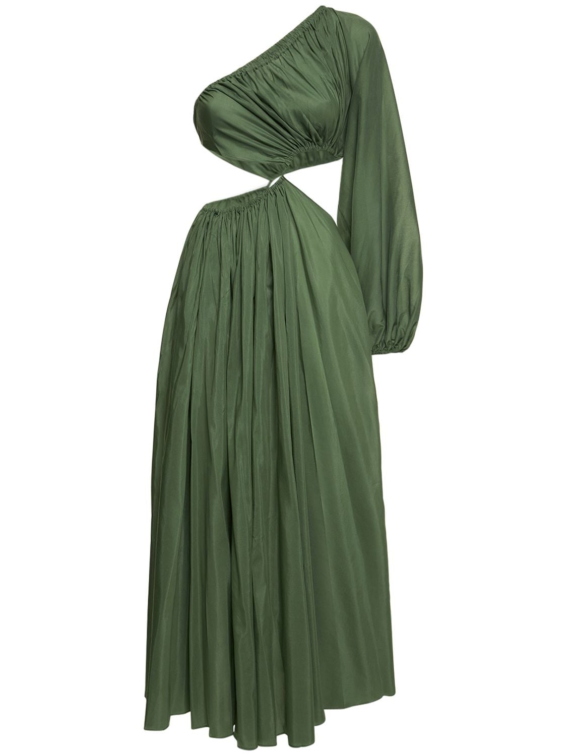 Matteau Asymmetrical Single Shoulder Maxi Dress In Olive Green