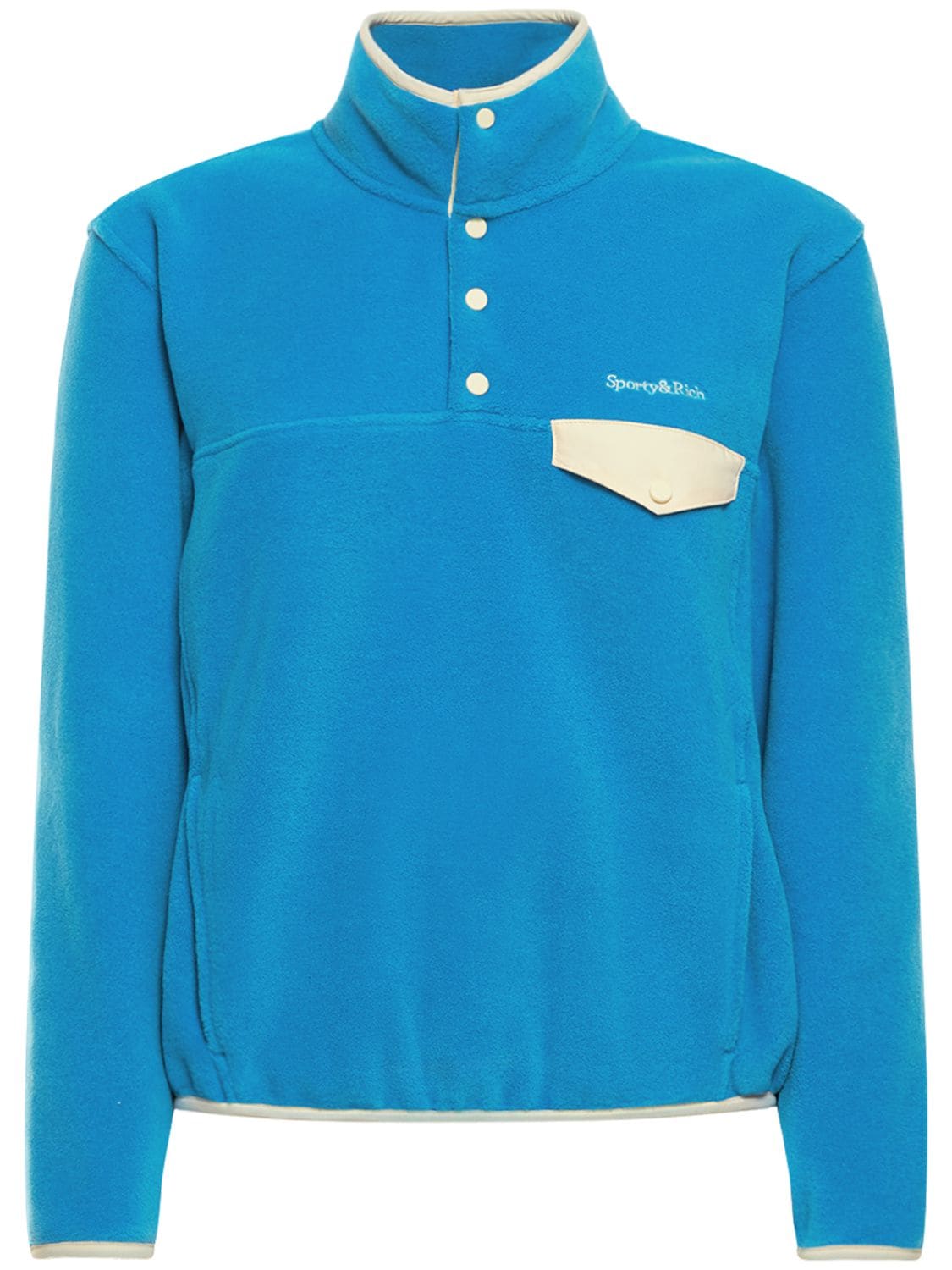 Sporty And Rich Serif Logo Polar Fleece Sweatshirt In Blue