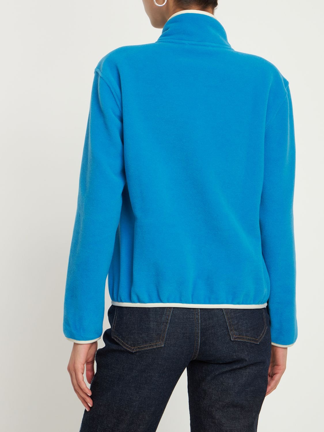 Shop Sporty And Rich Serif Logo Polar Fleece Sweatshirt In Blue