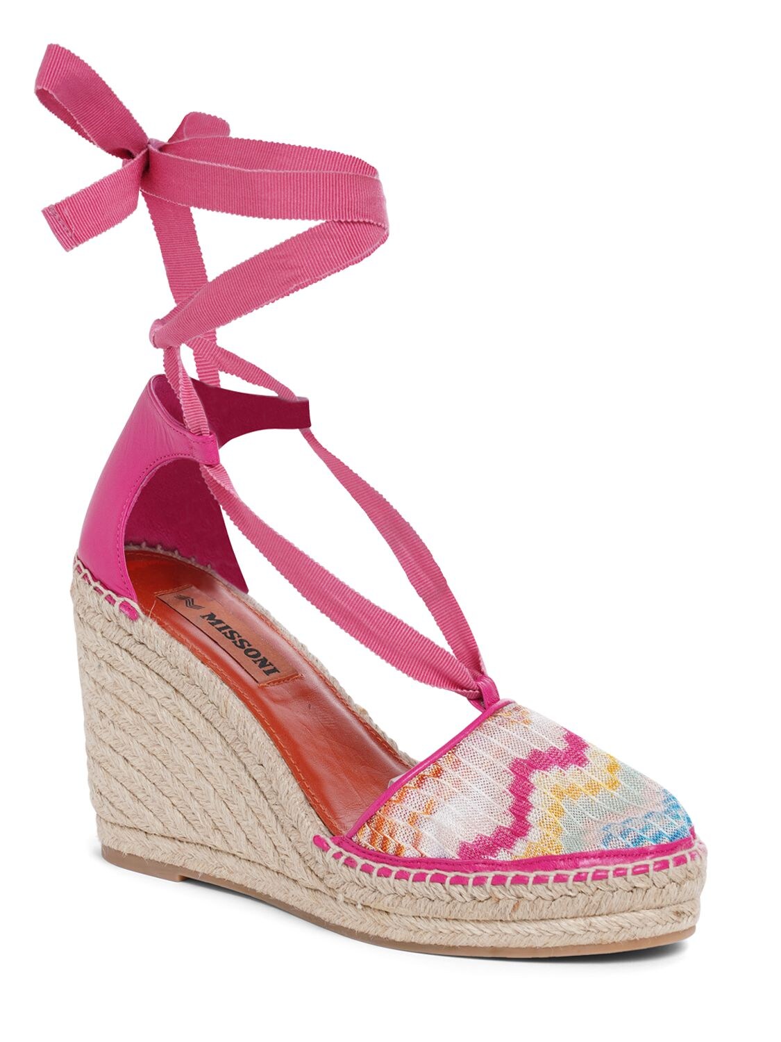 Shop Missoni 105mm Printed Canvas Espadrille Wedges In Multicolor