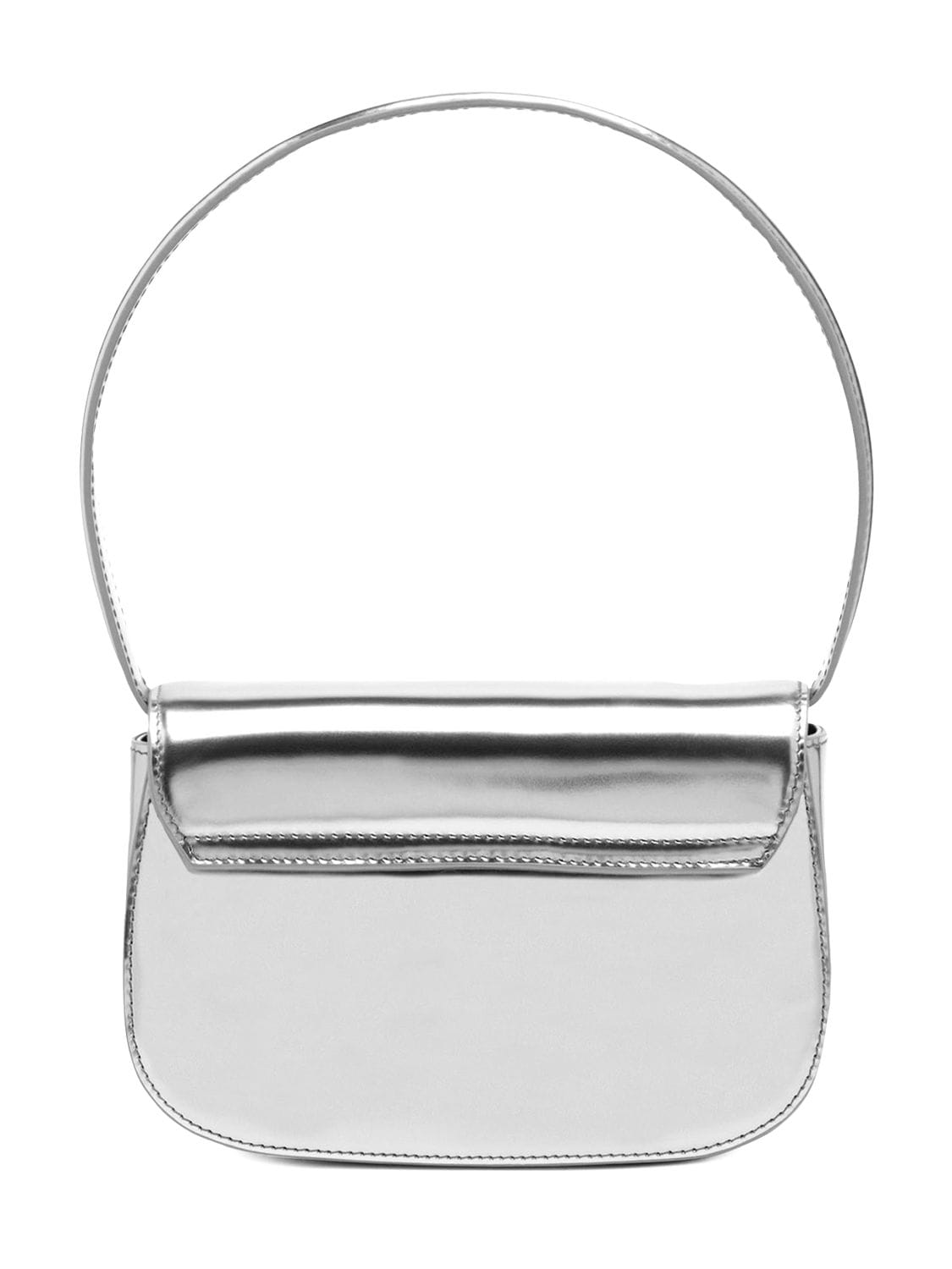 Shop Diesel 1dr Mirror Leather Shoulder Bag In Silver