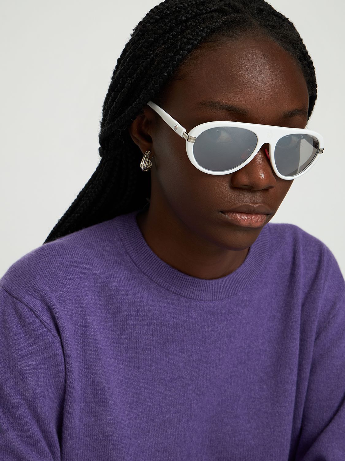 Shop Moncler Navigaze Bold Aviator Sunglasses In White,mirror