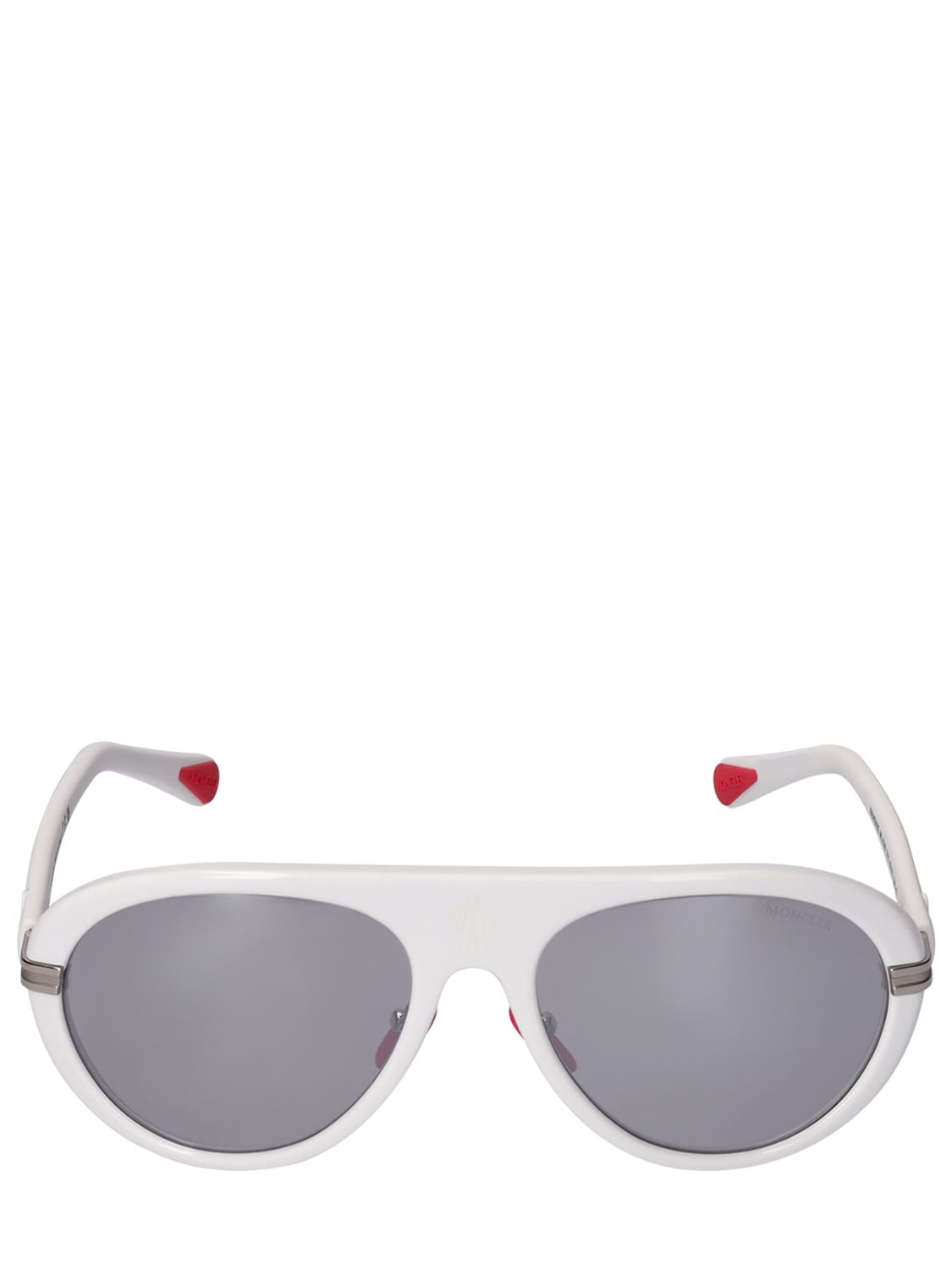 Shop Moncler Navigaze Bold Aviator Sunglasses In White,mirror
