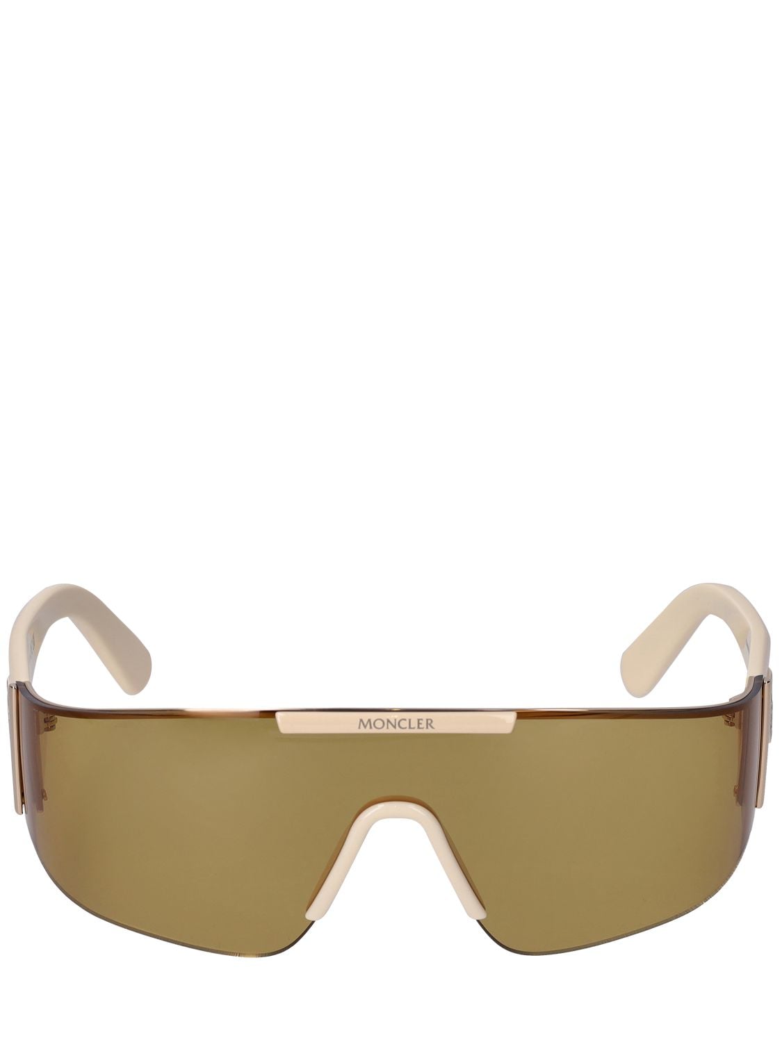 Moncler Ombrate Mask Metal Sunglasses In Ivory,brown