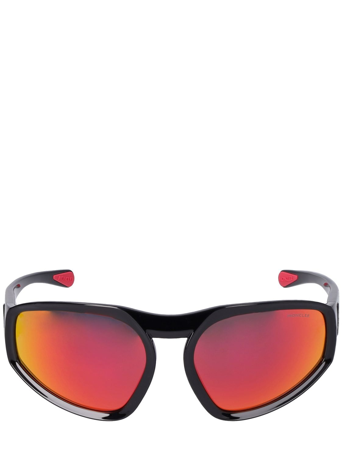 Moncler Pentagra Futuristic Shape Sunglasses In Black,mirror