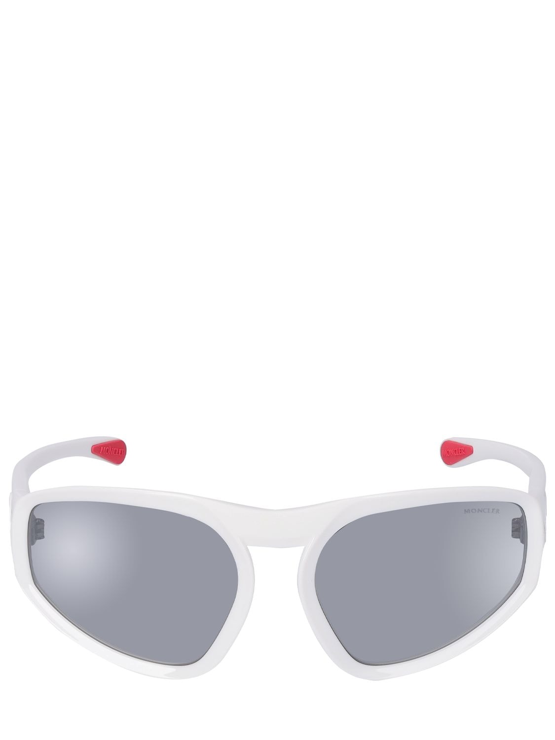 Moncler Pentagra Futuristic Shape Sunglasses In White,mirror