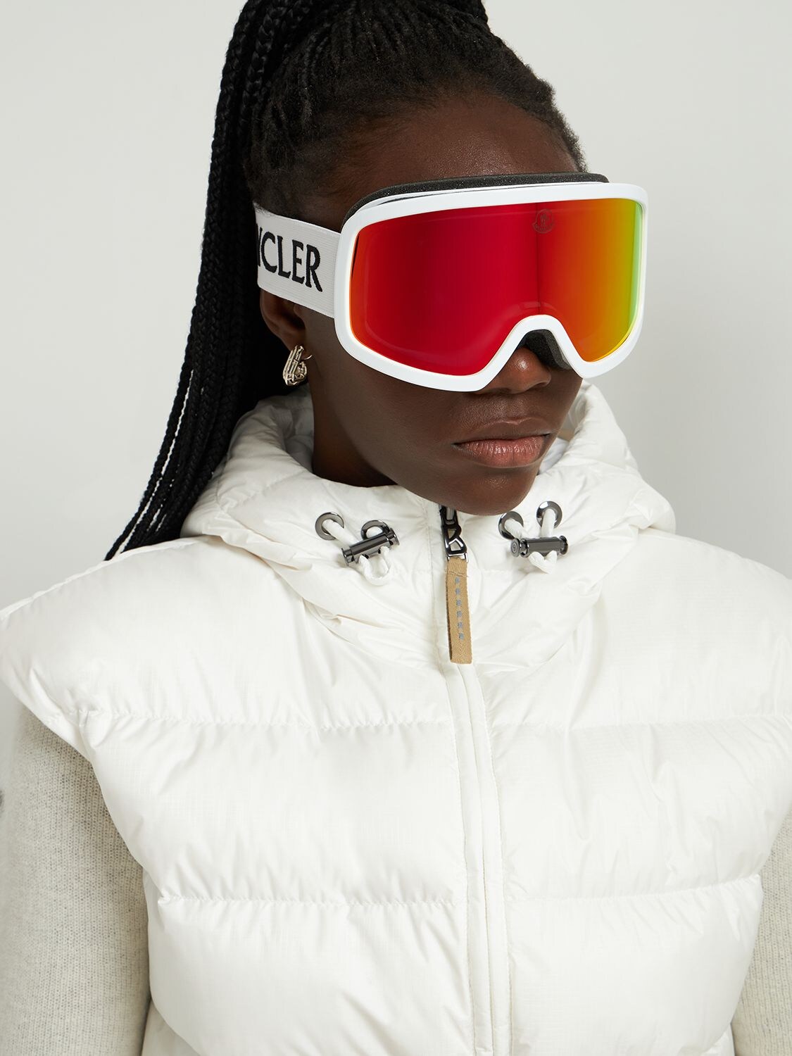 Shop Moncler Terrabeam Ski Goggles In White,mirror