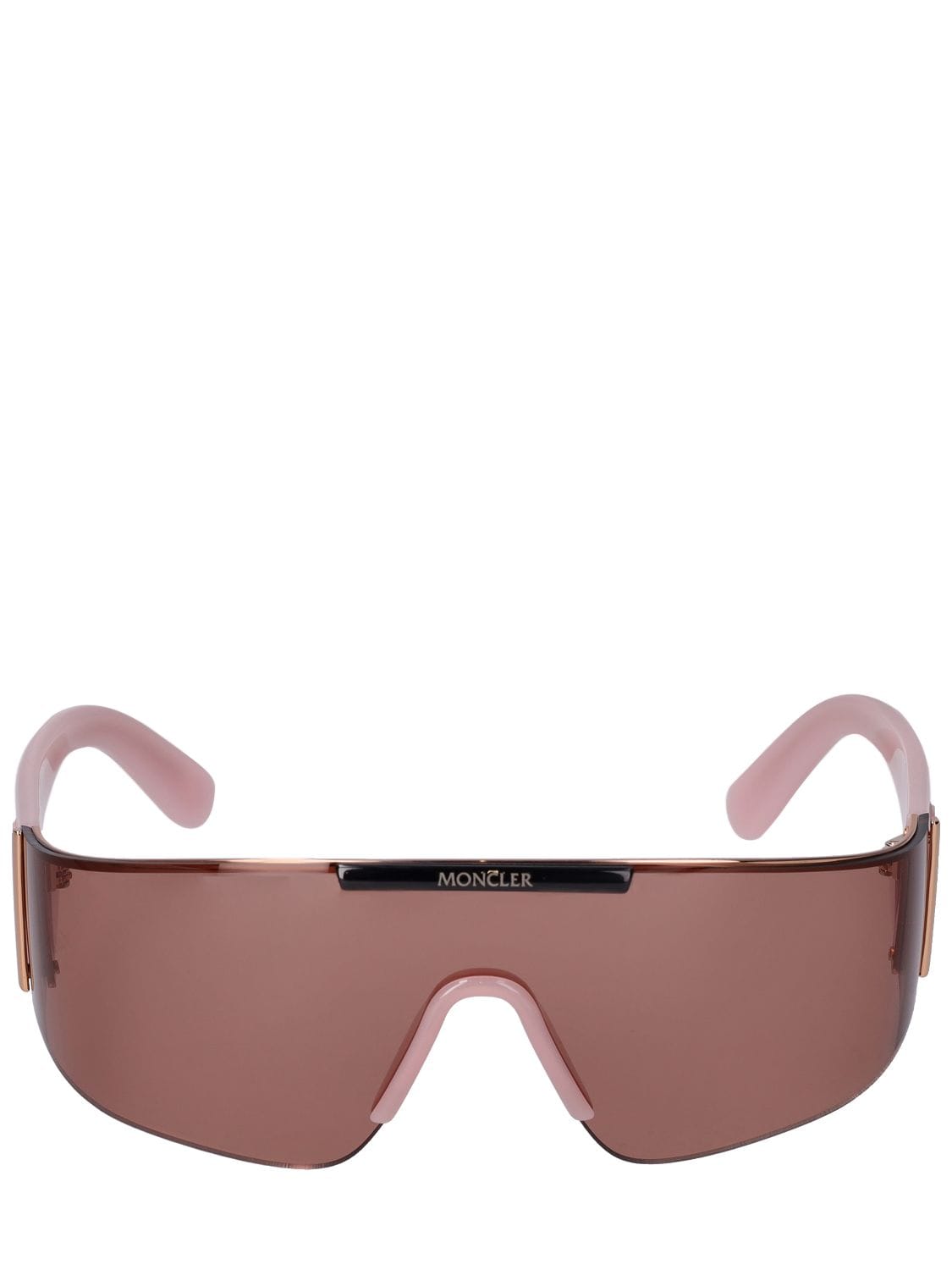 Moncler Ombrate Mask Metal Sunglasses In Pink,brown