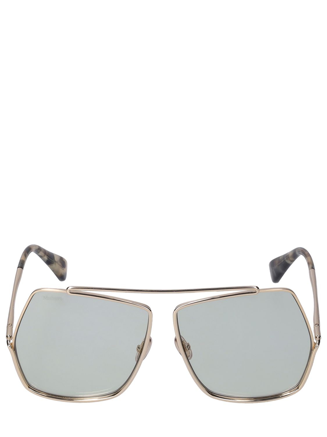 Max Mara Elsa Oversize Metal Sunglasses In Gold