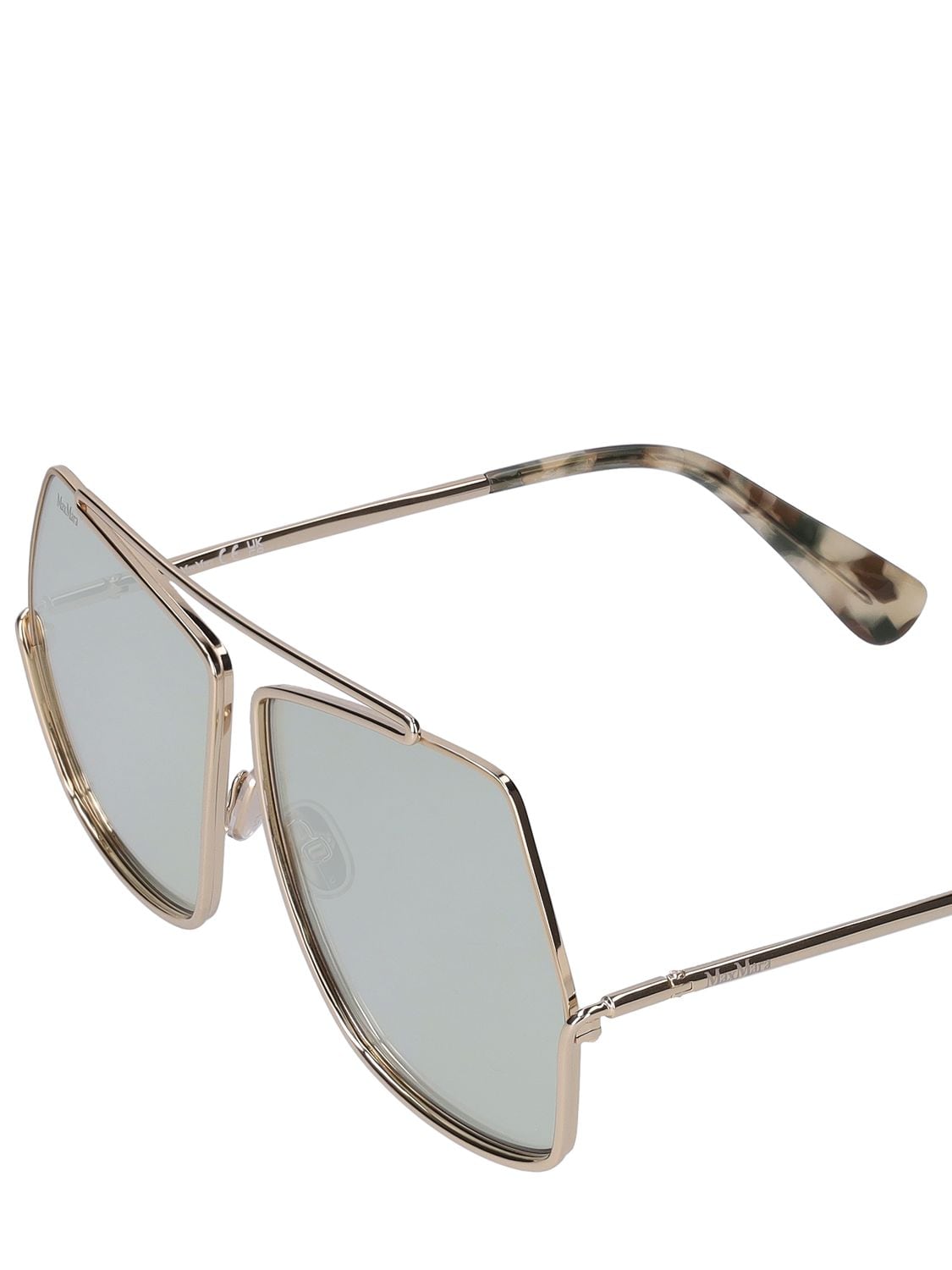 Shop Max Mara Elsa Oversize Metal Sunglasses In Gold