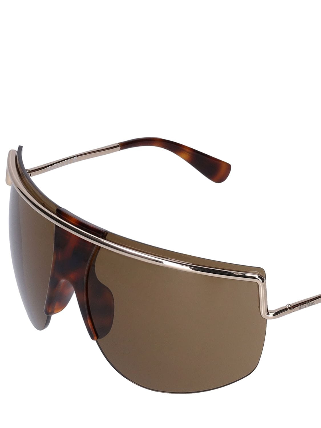 Shop Max Mara Sophie Mask Sunglasses In Gold,brown