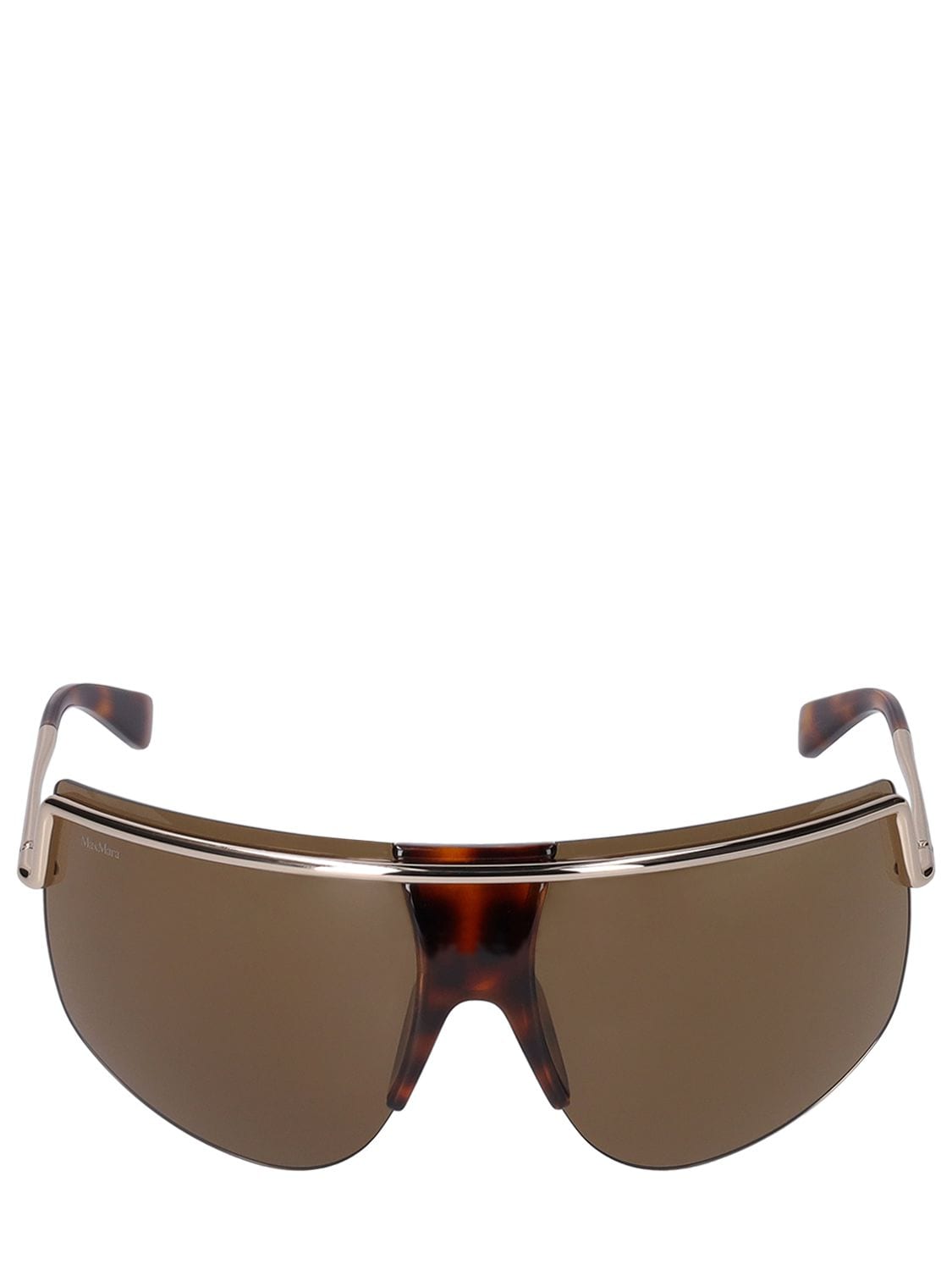 Max Mara Sophie Mask Sunglasses In Gold,brown