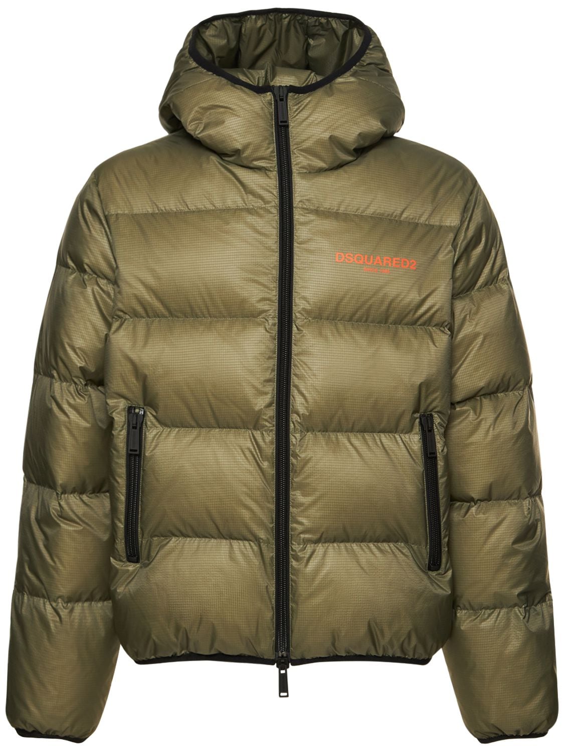 Dsquared2 Logo Down Jacket In Military Green