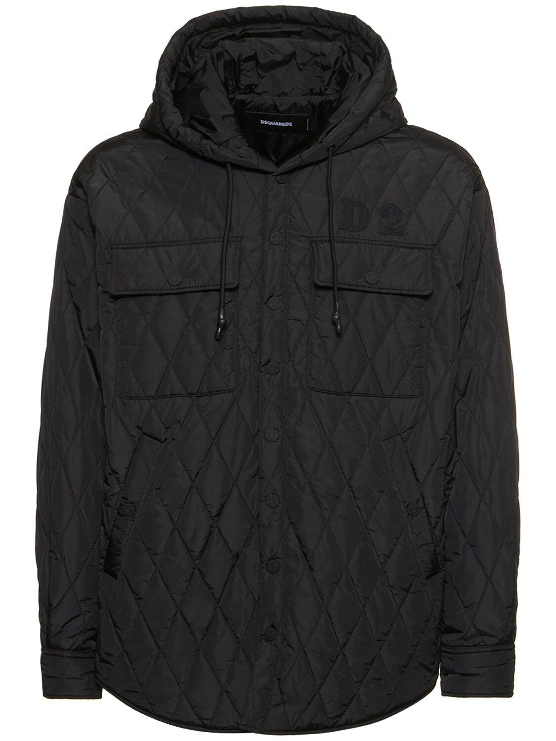 Dsquared2 Logo Quilted Puffer Jacket W/ Hood In Black