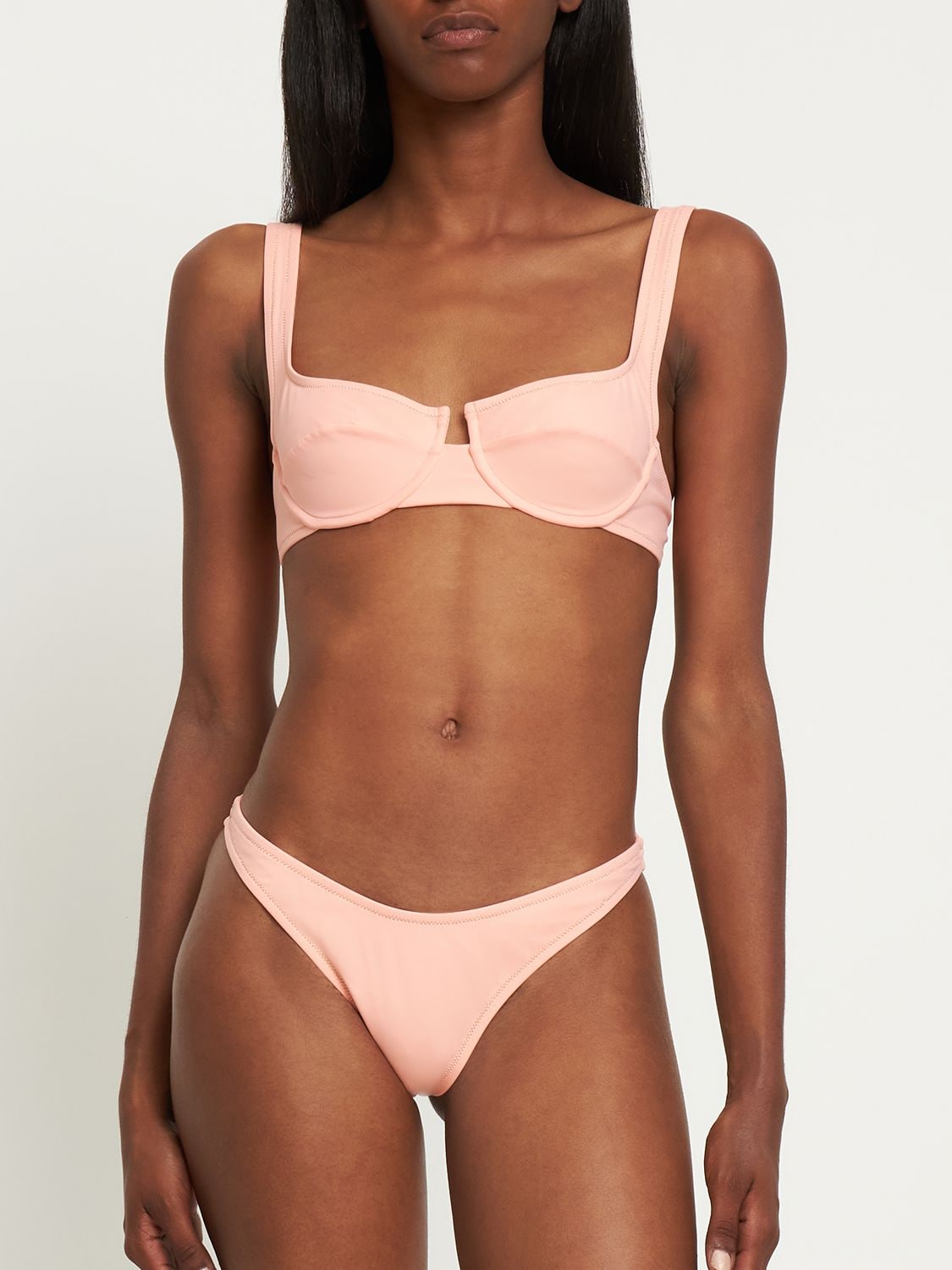 Shop Reina Olga Lvr Exclusive Brigitte Lycra Bikini In Peach