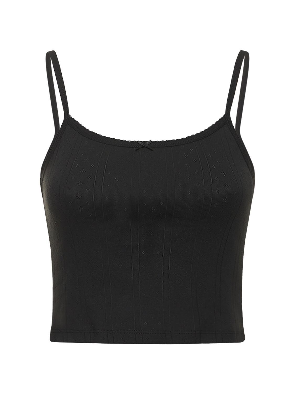 The Picot Pointelle Cotton Tank Top – WOMEN > CLOTHING > TOPS