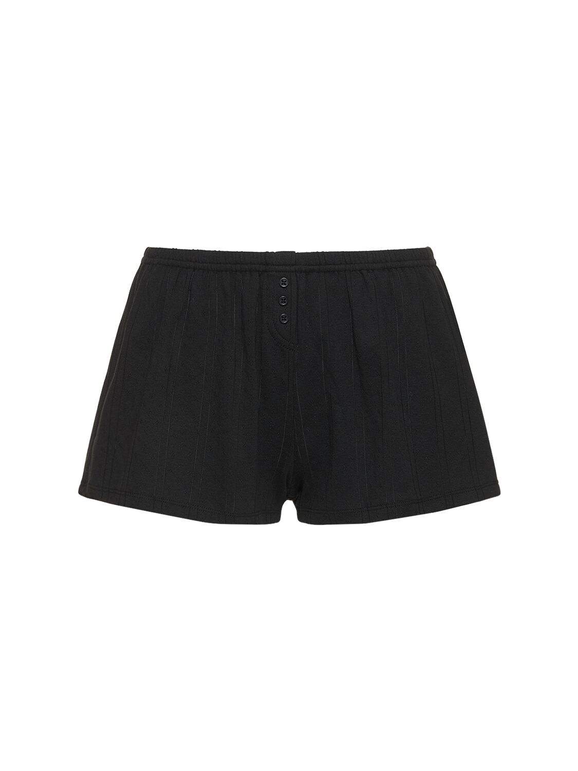 The Picot Pointelle Cotton Shorts – WOMEN > CLOTHING > SHORTS