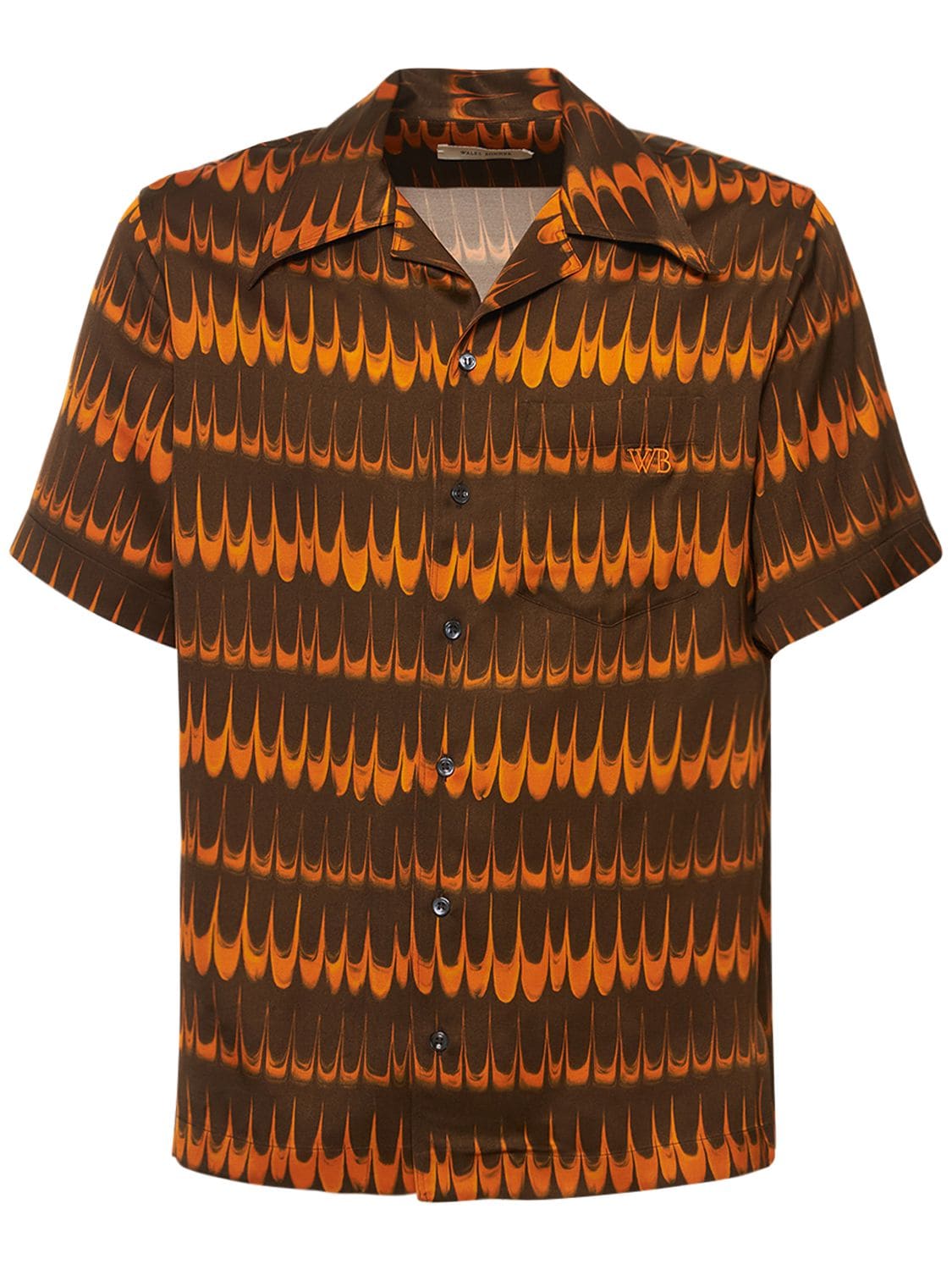 Wales Bonner Geometric-print Short-sleeve Shirt In Brown,orange