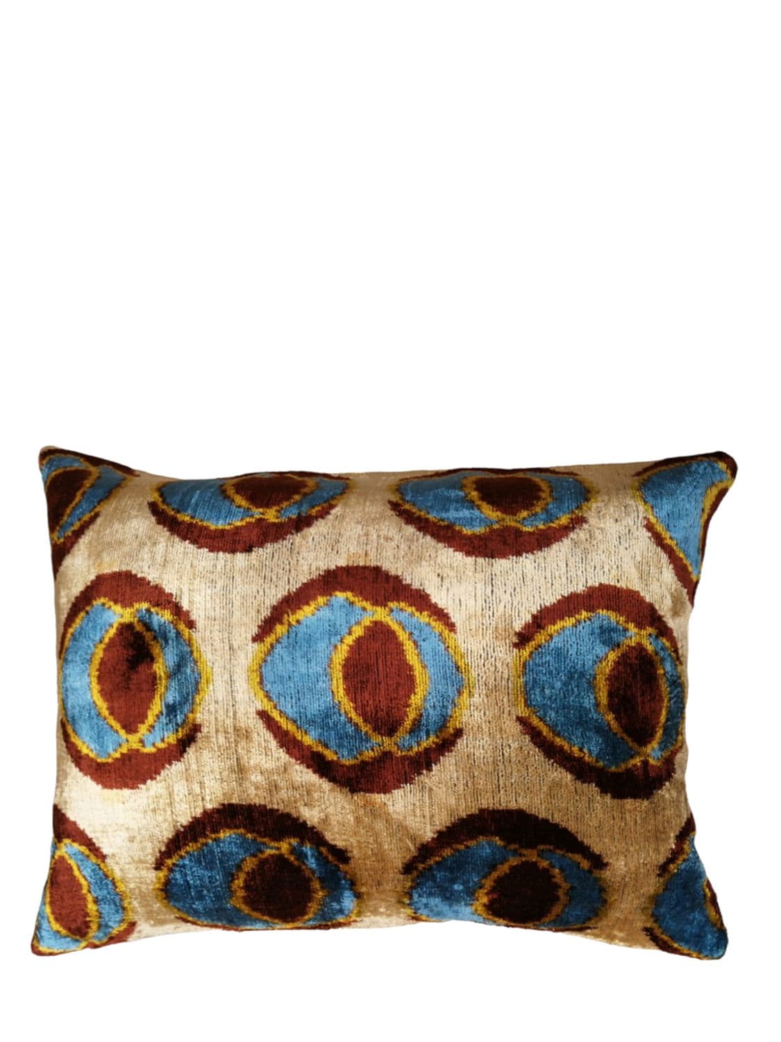 Les Ottomans Silk Velvet Cushion In Multicolor