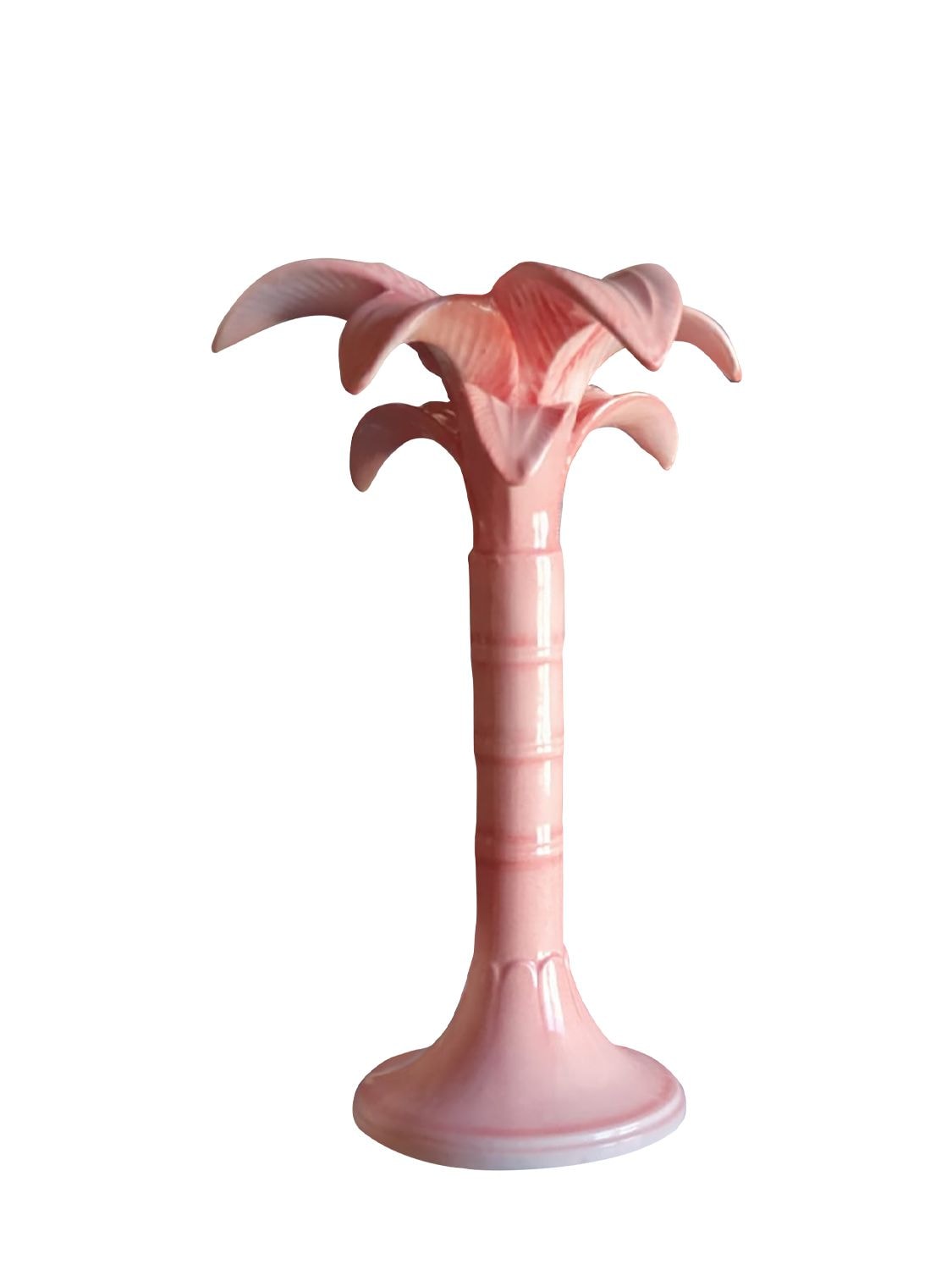 Les Ottomans Medium Palm Tree Ceramic Candle Holder In Pink