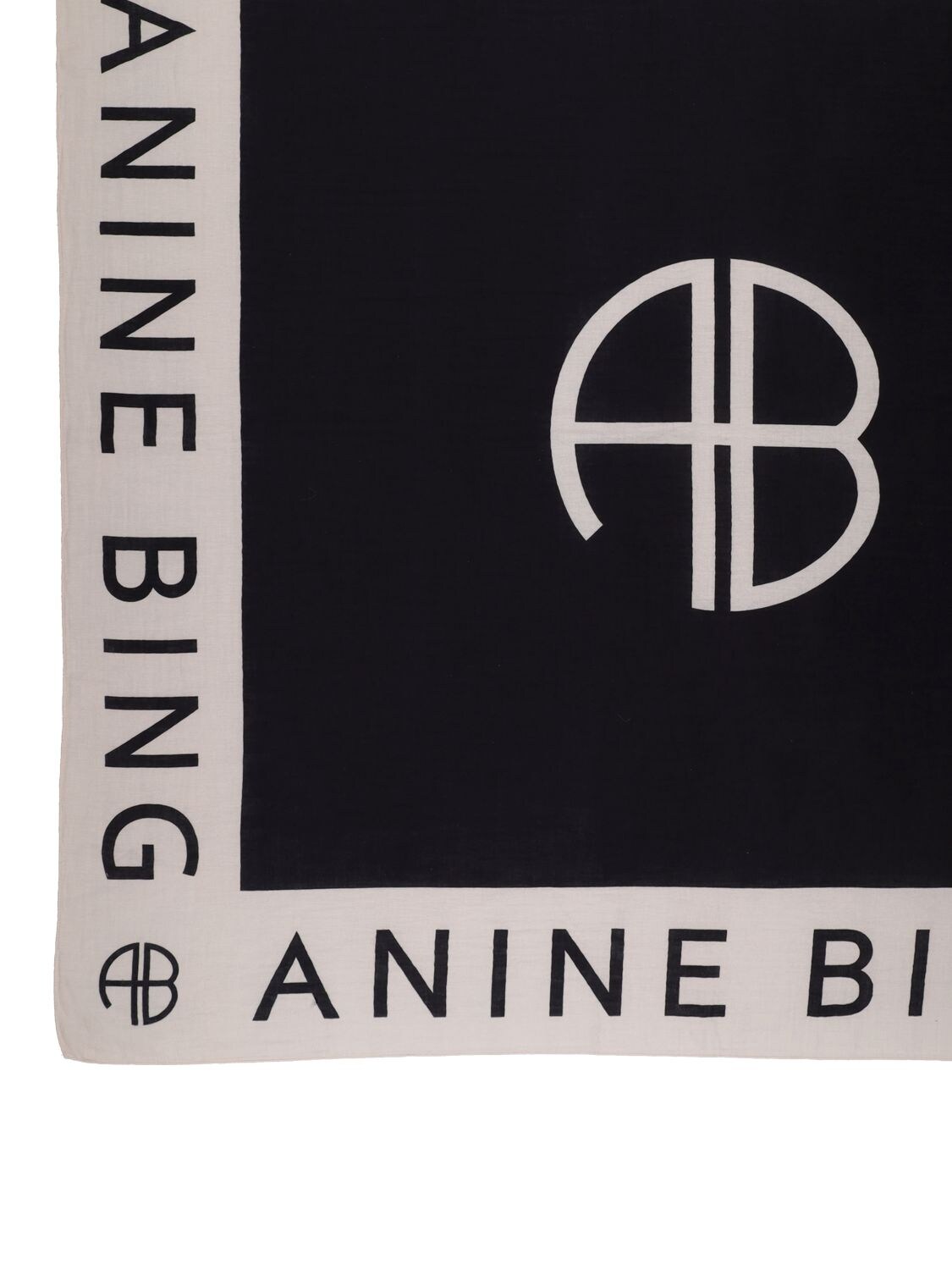 Shop Anine Bing Praia Sarong Logo Cotton Scarf In Black