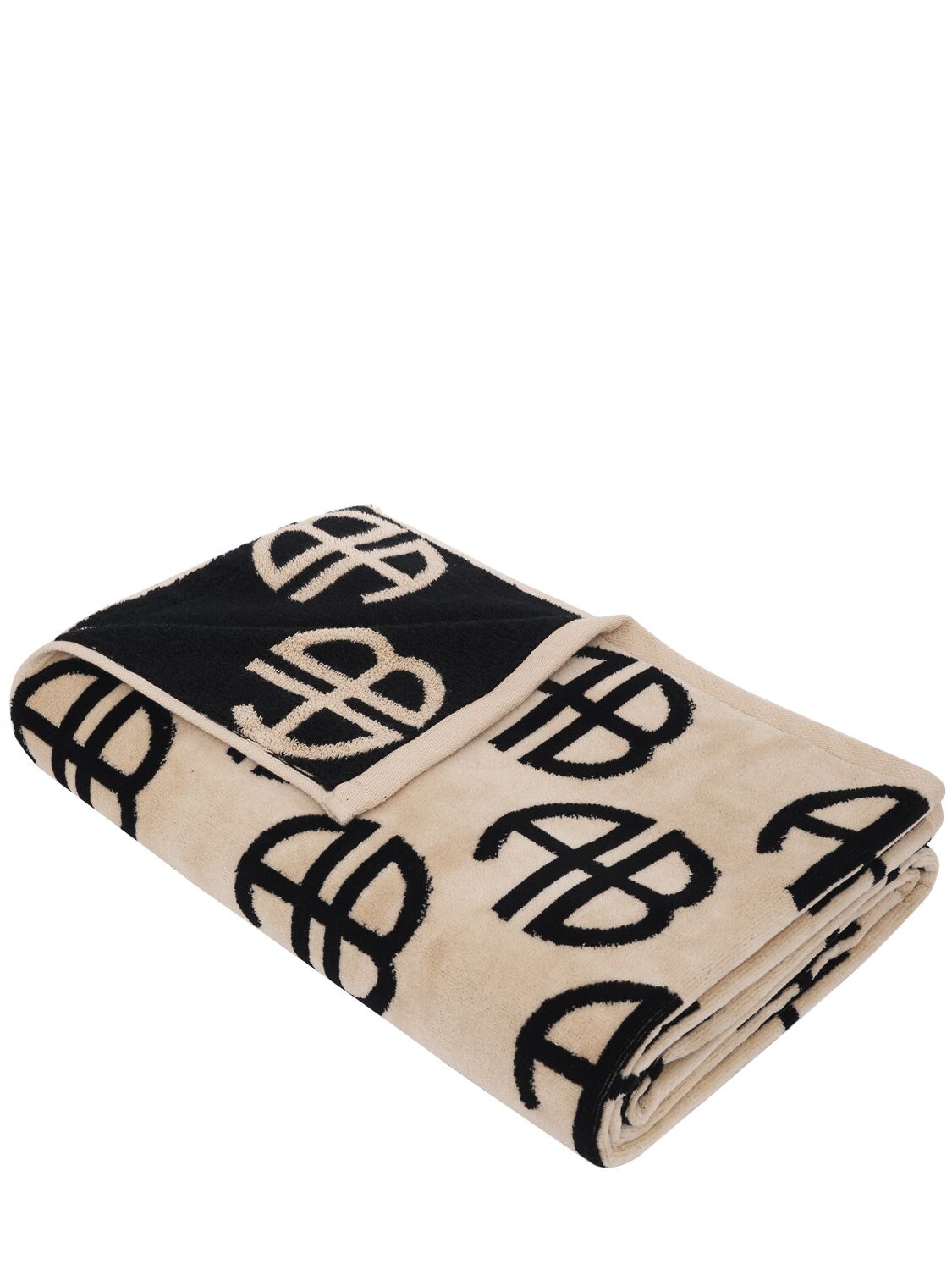 Shop Anine Bing Bahia Monogram Print Towel In Beige