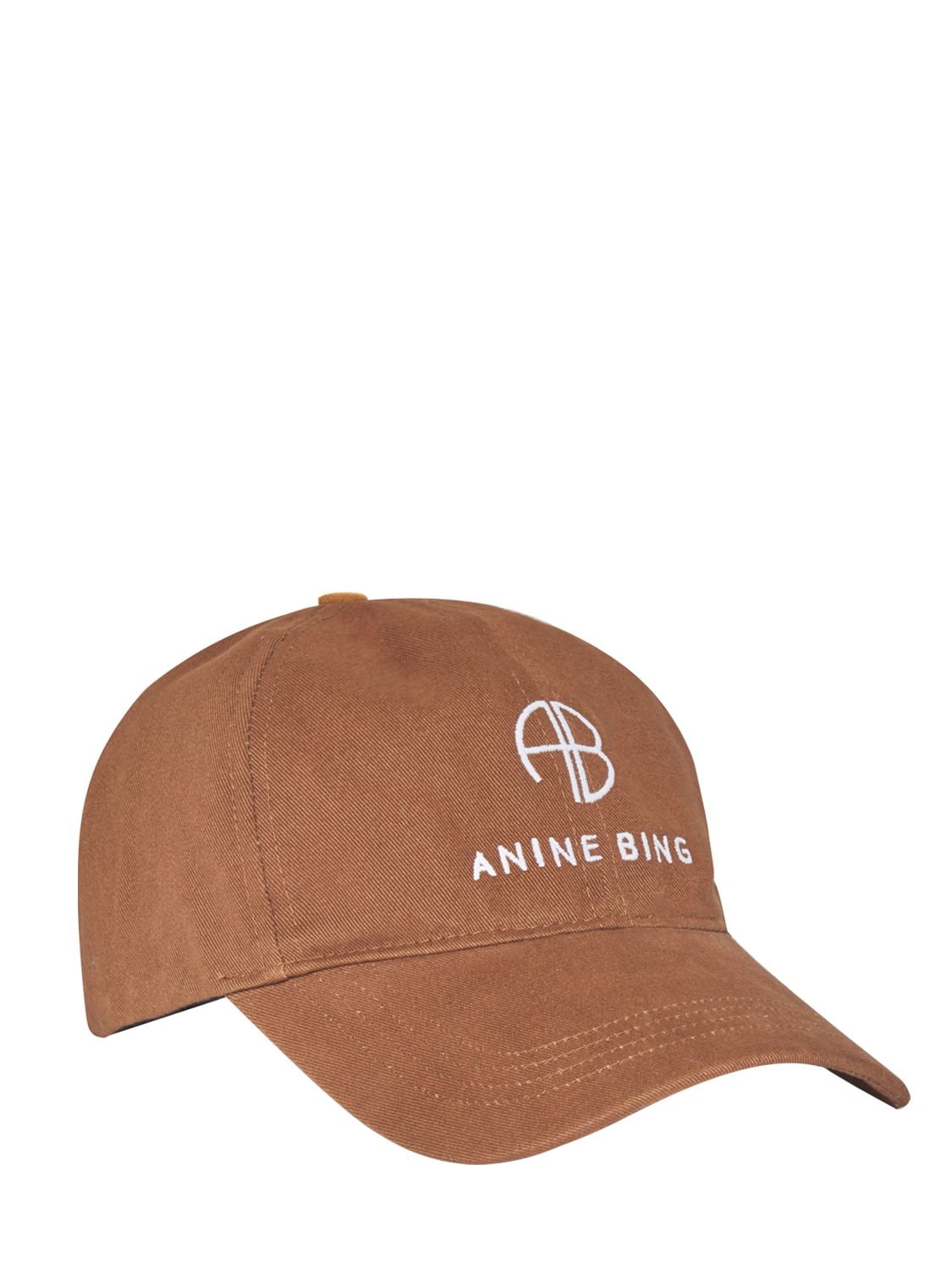 Anine Bing Twill Embroidered Baseball Cap In Brown