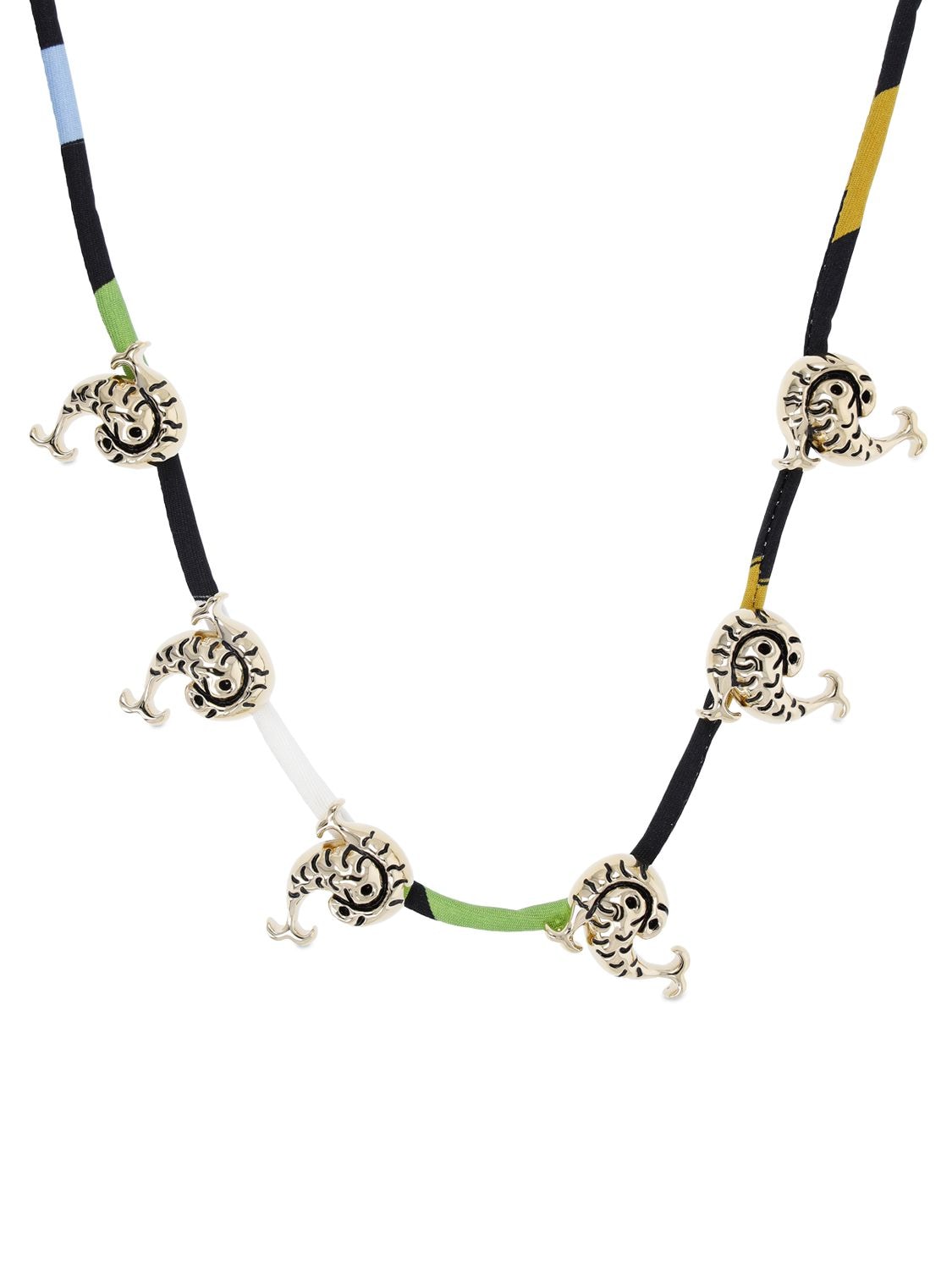 Shop Pucci Pesci Silk Cord Collar Necklace In Multi,gold