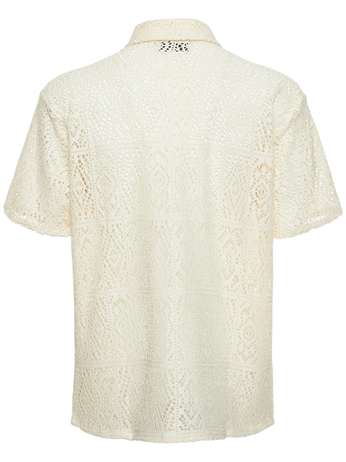 Shop Dunst Cotton Blend Crochet Shirt Jacket In Ecru