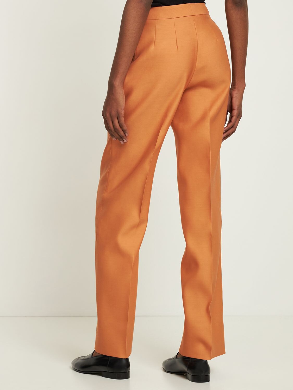 Shop Interior The Fontaine Wool & Silk Suit Pants In Orange