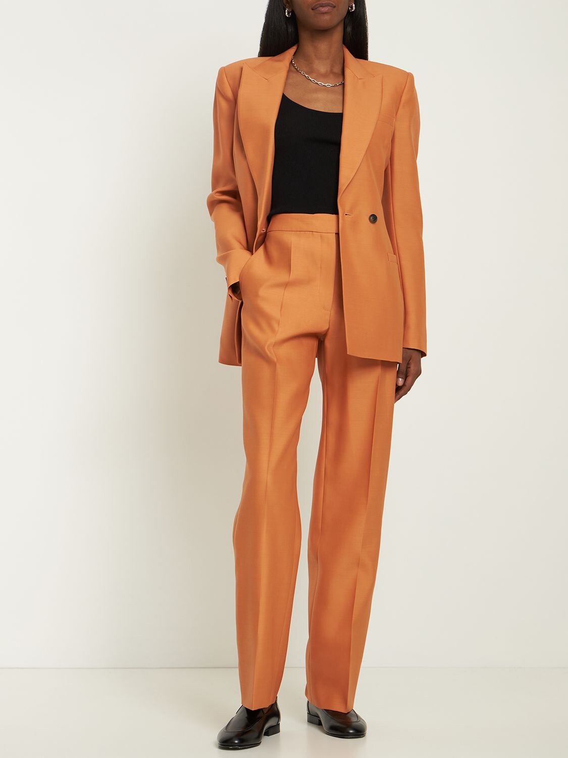 Shop Interior The Fontaine Wool & Silk Suit Pants In Orange