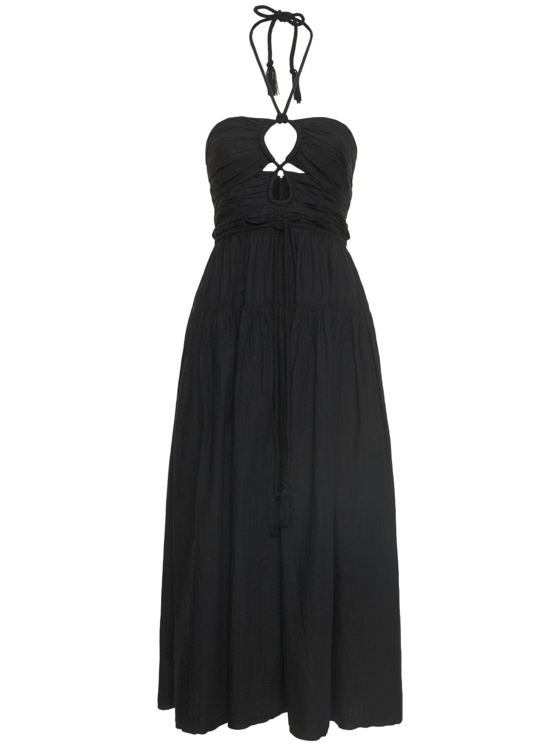 Ulla Johnson Emmaline Cotton Poplin Midi Dress In Noir | ModeSens