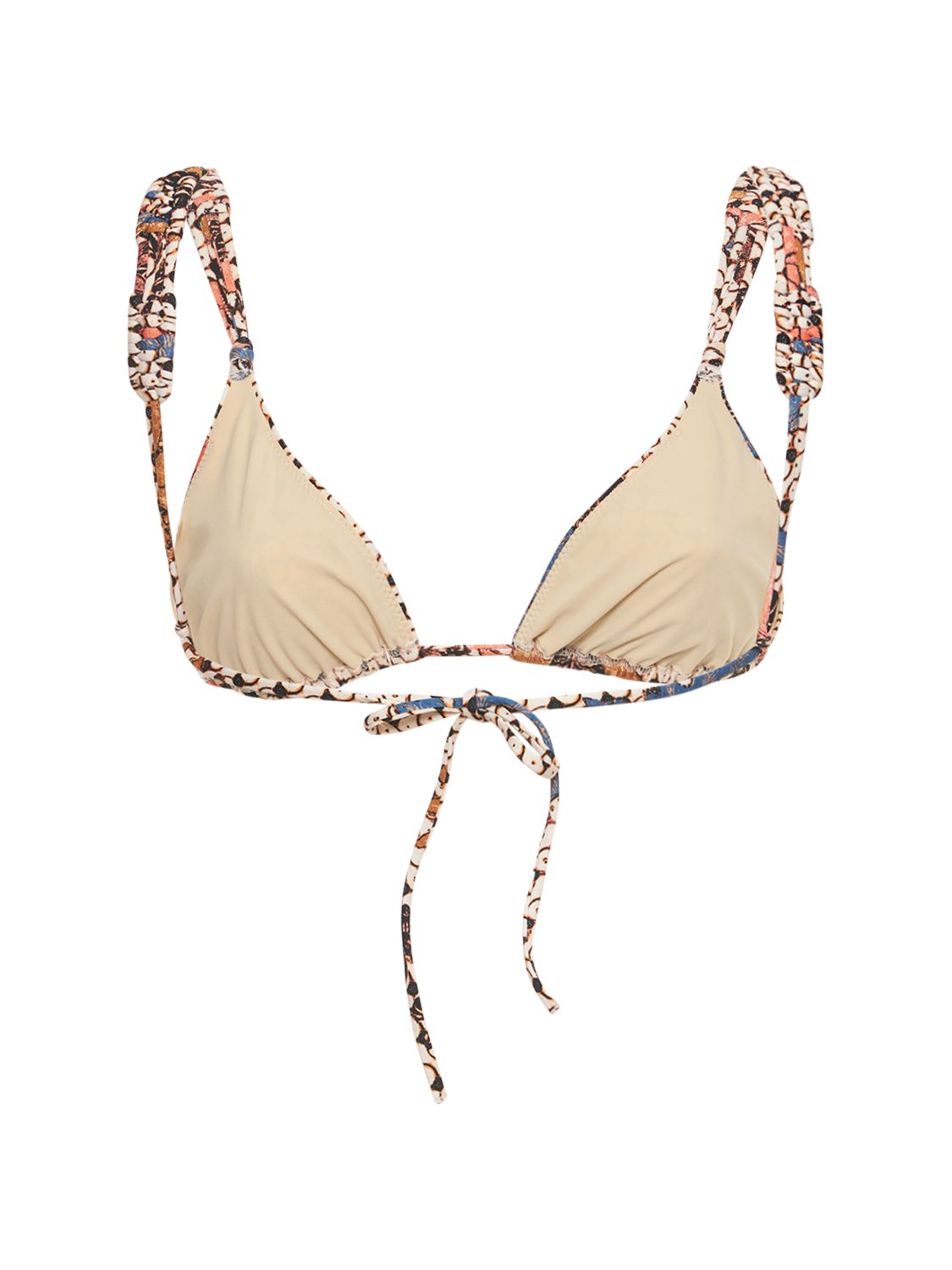 ULLA JOHNSON CATALINA PRINTED TRIANGLE BIKINI TOP