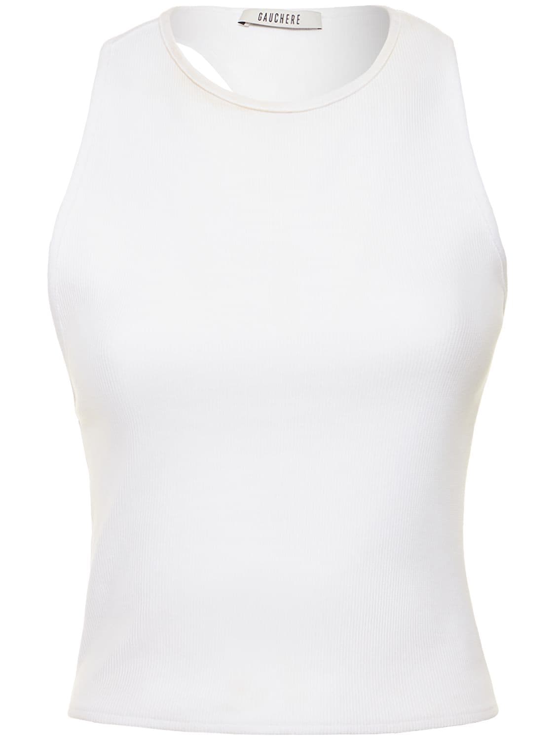 Asymmetric Cotton Blend Tank Top – WOMEN > CLOTHING > TOPS