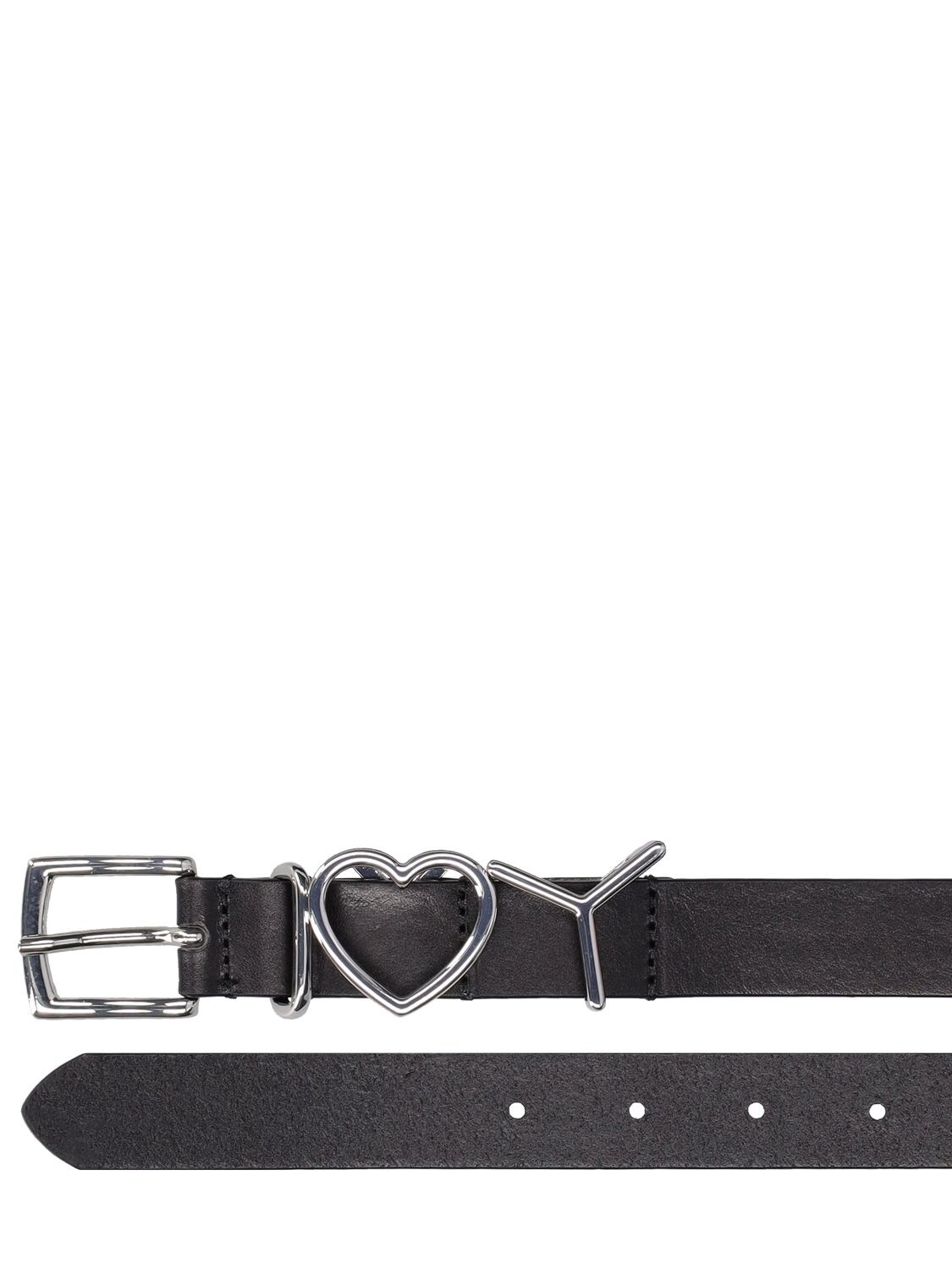 Shop Y/project 2.5cm Y Heart Belt In Black,silver