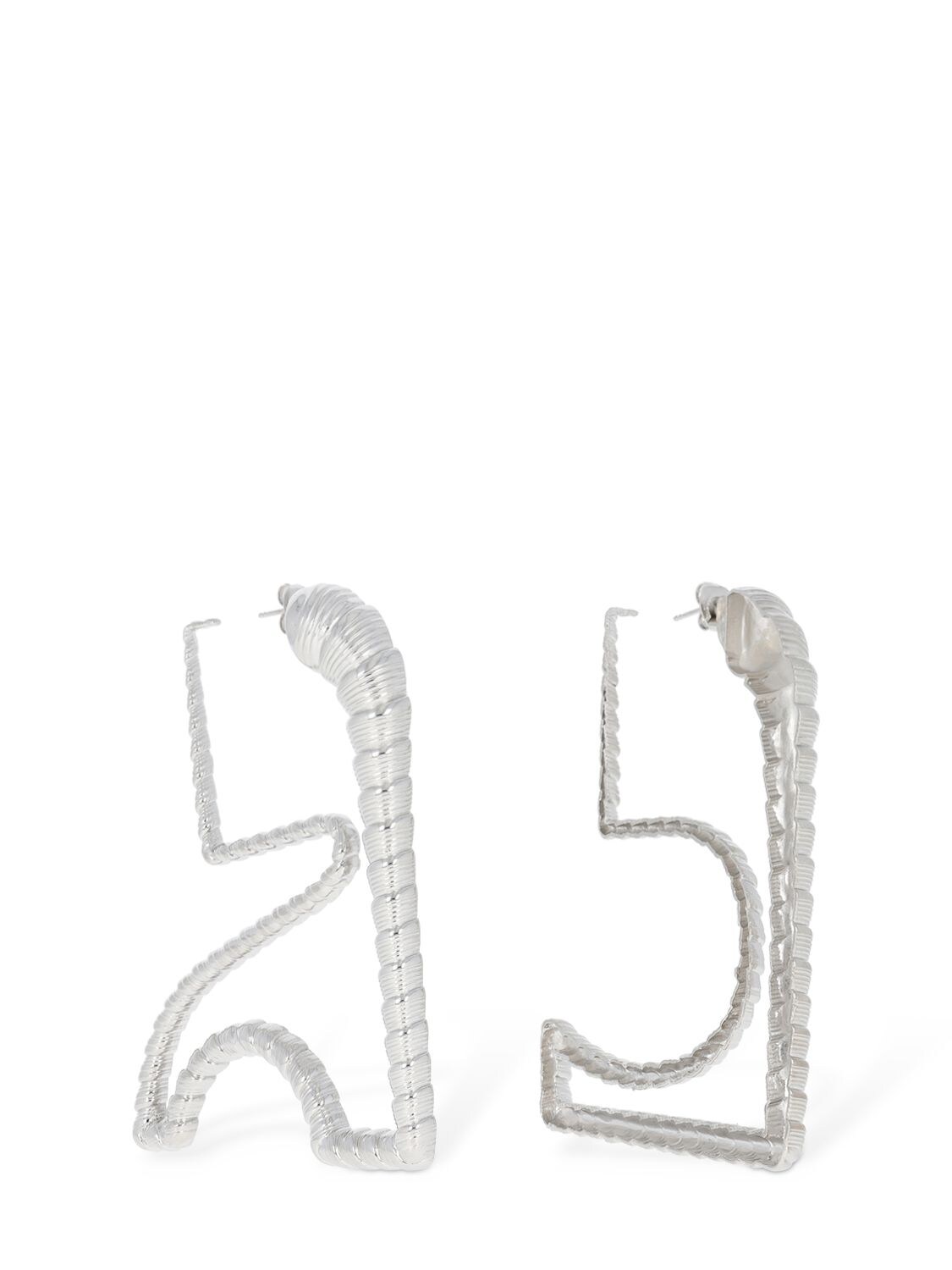 Shop Courrèges Medium Ac Shell Shape Earrings In Silver